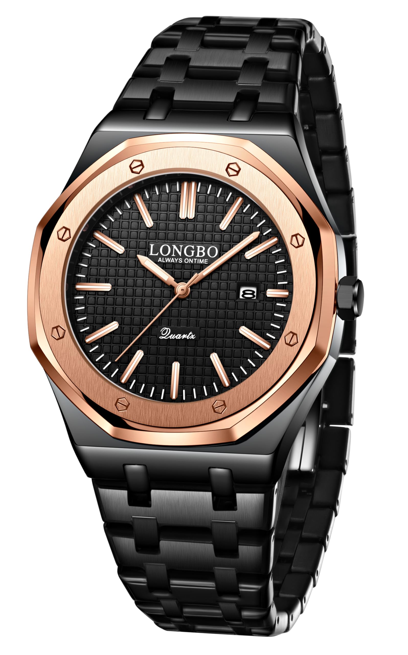 LONGBO Mens Analog Watches Luxury Fashion Casual Dress Waterproof Quartz Wristwatches For Men Stainless Steel Band|Birthday Anniversary Gift For Men (Gold Case And Black Band) (B0BZWFTV2W) Amazon Price History, Amazon Price Tracker