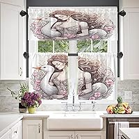 Vista 181 de Cenefas de cocina modernas con patrón de cobre marrón dorado para ventanas, cenefas opacas abstractas de marcas de arañazos y cortinas opacas