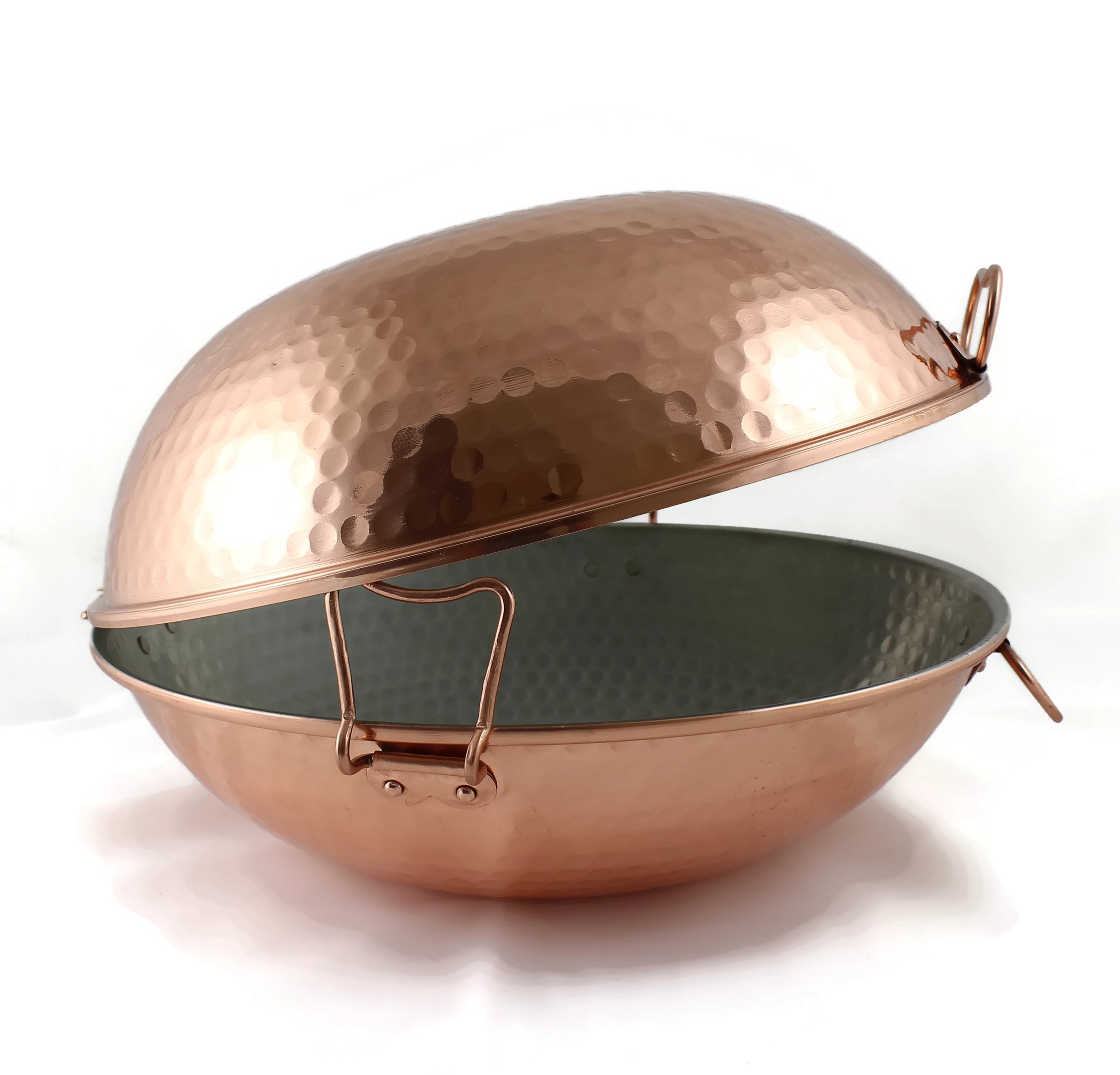 Cataplana Portuguesa - Olla de Cobre de 36 cm con Vitrocerámica - Bronce - 4.19 Libras - Antiadherente - True - True
