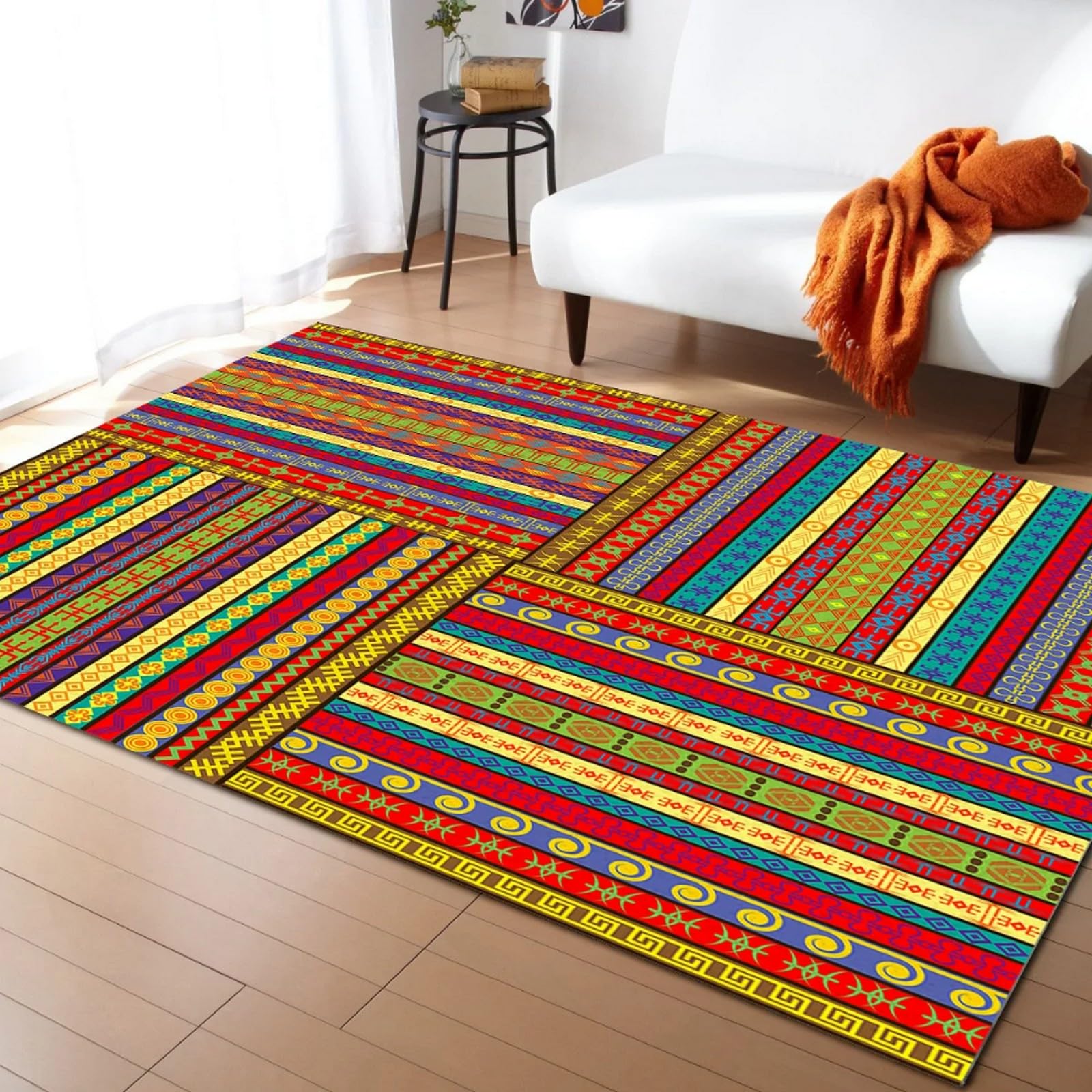 Tapis salon rayures géométriques 3D polyester 120x160cm N-29452126126819