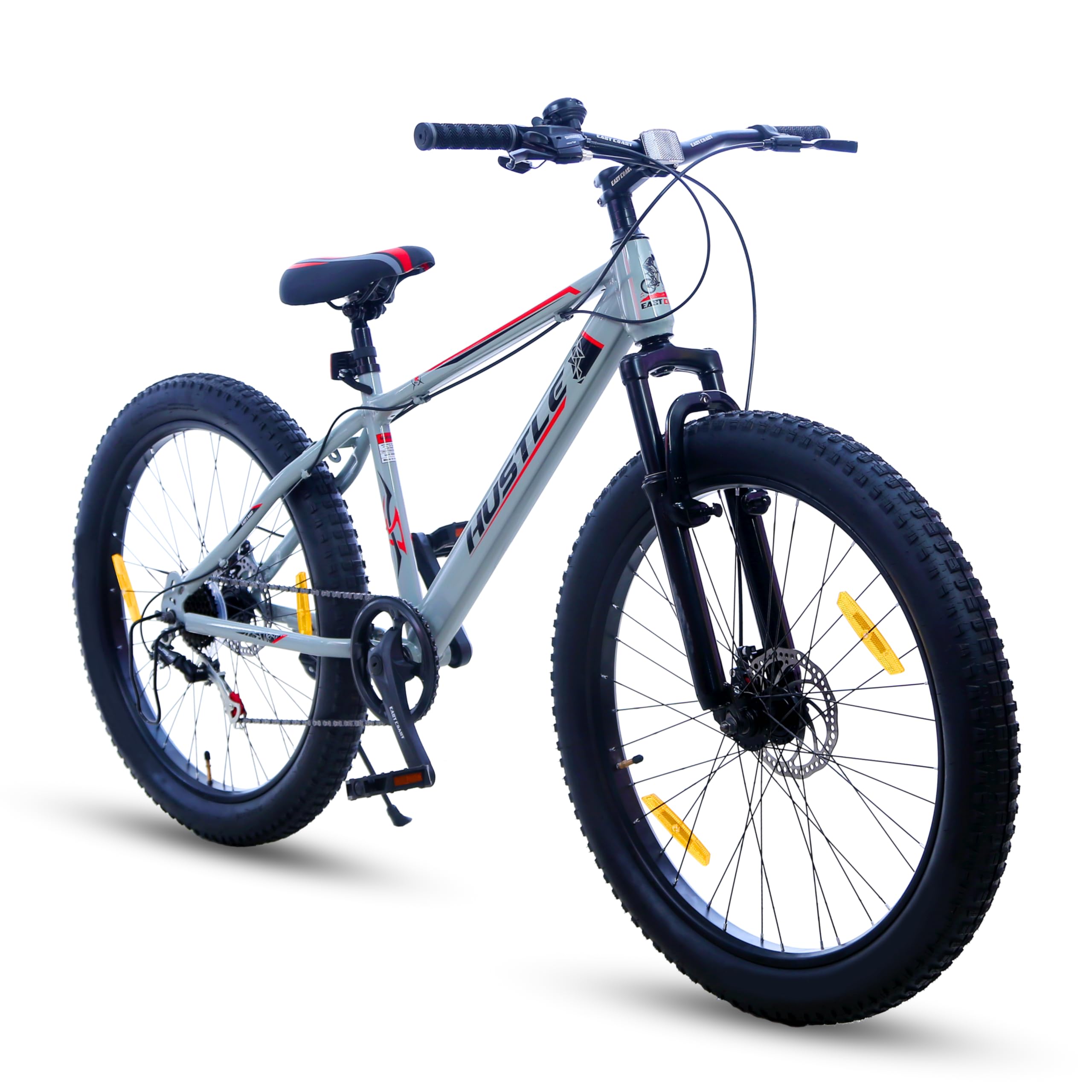 EAST COAST Hustle 7 Speed Cycle/Mountain Bike | 26T Fat Bike/Cycle Without Carrier, 18 Inch Frame, Disk Brake Ideal for 13+ Years, Front Suspension (Grey) (B0CZPM4BDY) Amazon Price History, Amazon Price Tracker