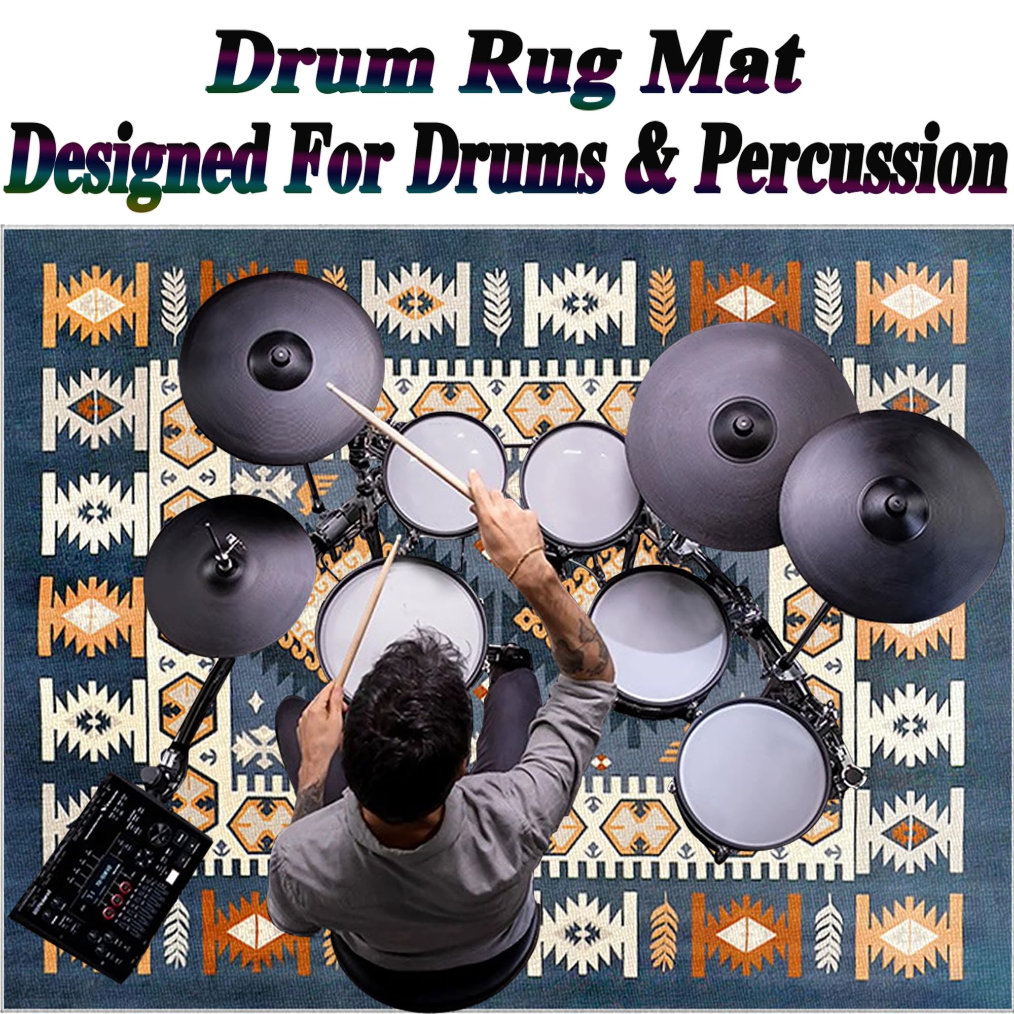 Tappeto Batteria Tappeto per Batteria Tappetino Insonorizzato Antiscivolo Batteria Elettronica Tappeto Drum Tappeto Professionale per Batteria e Strumenti a Percussione Drum Carpet 230 x 180 cm