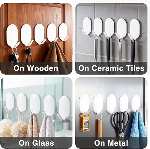 Miniatura 5 de Ganchos adhesivos adhesivos para colgar, ganchos para llaves, ganchos de pared de acero inoxidable, ganchos de comando, ganchos para abrigos,
