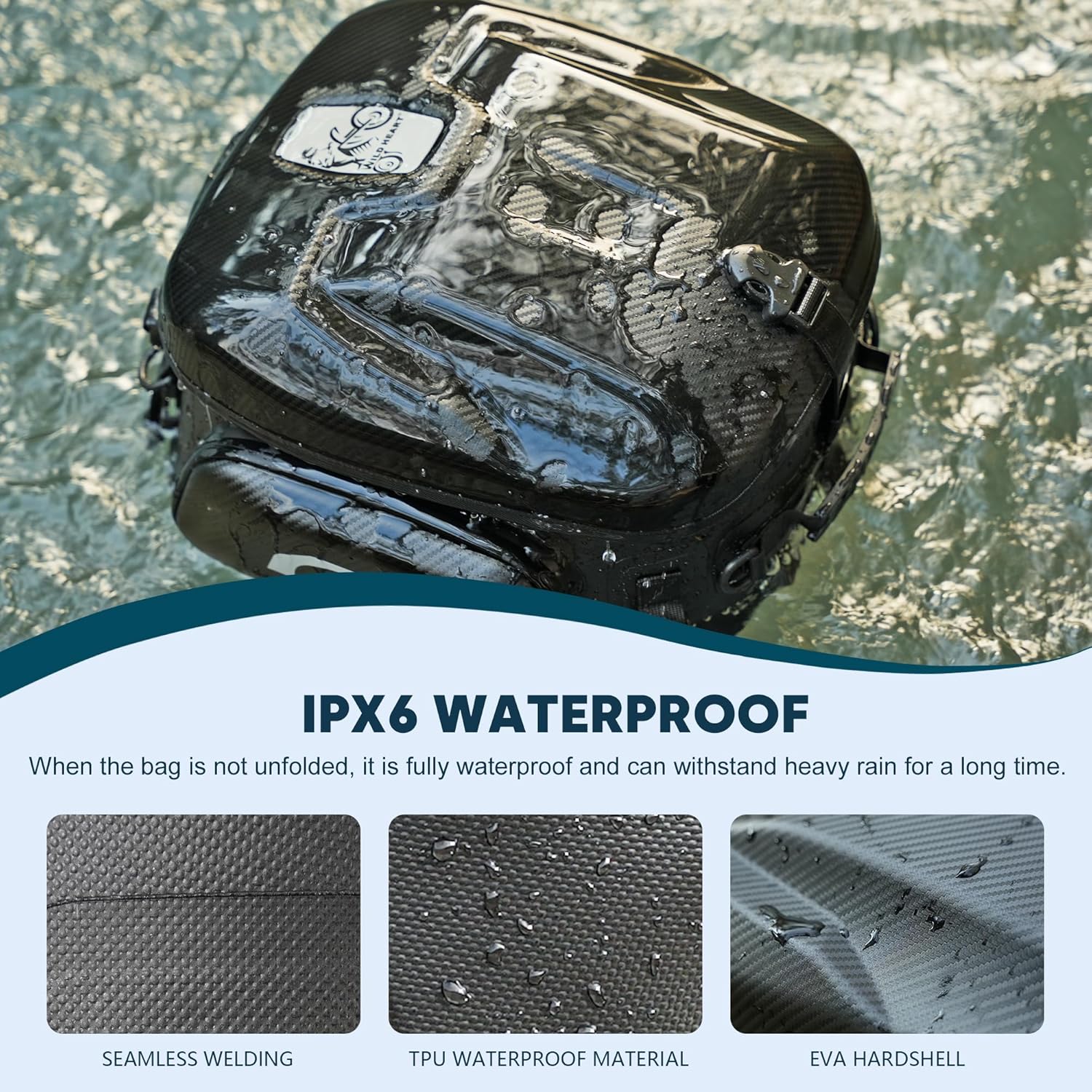 WILD HEART Motorcycle Tail Bag Hard Shell with Expandable Capacity 24L-34L Waterproof Wear-Resistant Hold Helmet Rear Seat Bag - Image 2