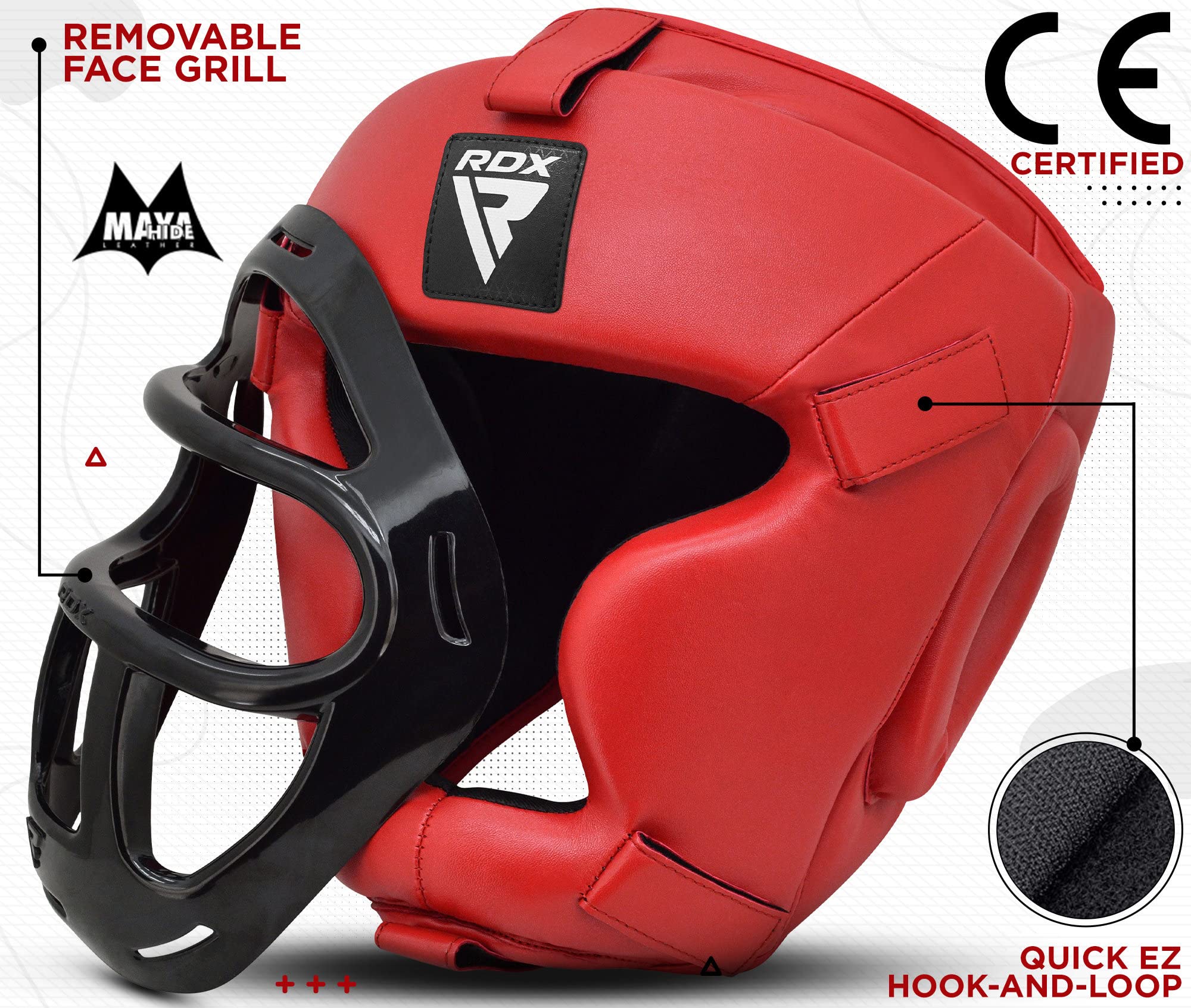 RDX Caschetto Boxe Griglia MMA Allenamento, Maya Hide Pelle Headgear, Professionale Pugilato Protezione Casco per Kick Boxing Sparring Muay Thai Arti Marziali Grappling Taekwondo Karate, Uomo Donna