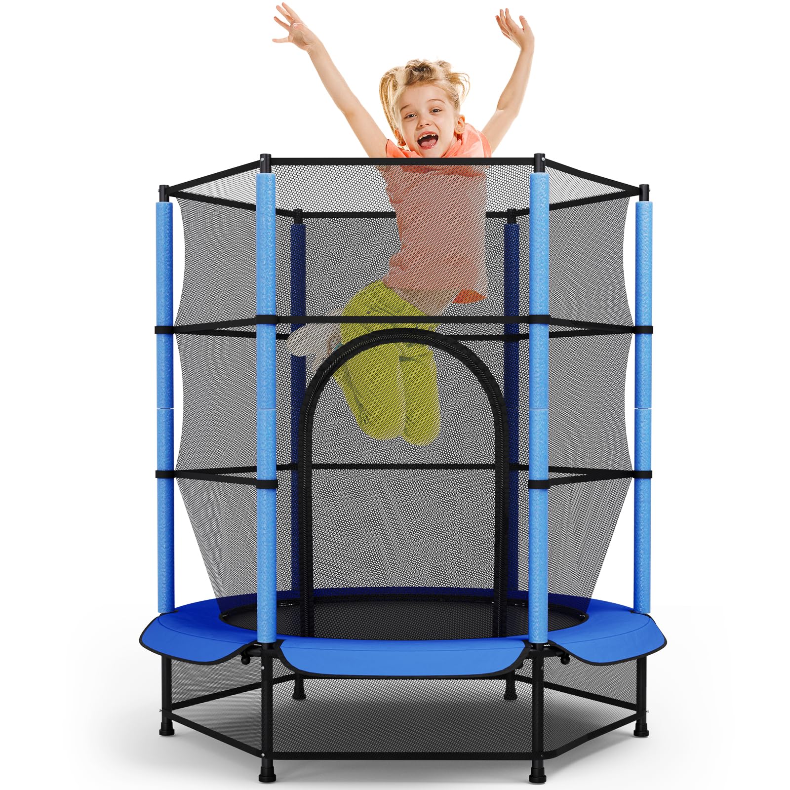 LIFERUN Trampolín para niños, para Exteriores, diámetro de 140 cm, para Interiores y niños, con Red de Seguridad, para Entrenamiento y Entretenimiento, hasta 50 kg, Juguete para niños