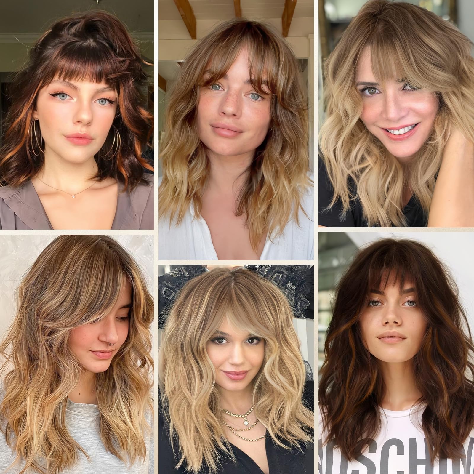 HAIRCUBE Breve Charming Bob con Bangs Parrucche per la Donna Natura Resistente al calore Fibra sintetica Partito/Cosplay/Costume/Parrucca quotidiana (Ombre Brown Bionde)