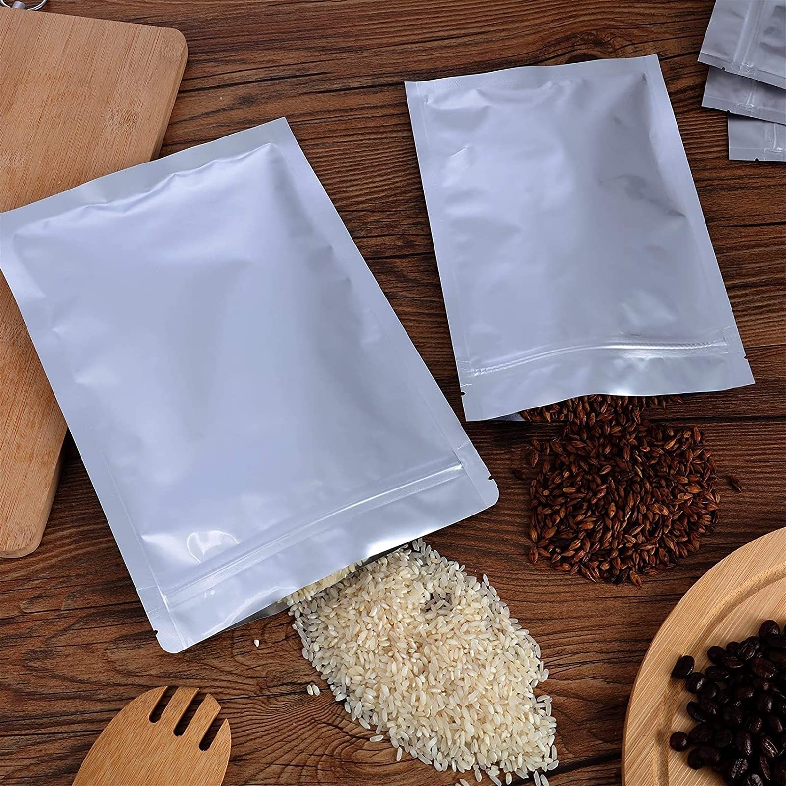 Vorderseite Aluminium-Verpackungssäcke, Aluminum Foil Mylar Food Storage Bags Resealable Heat Sealable Multiple Sizes Pack of 100(26x35cm)