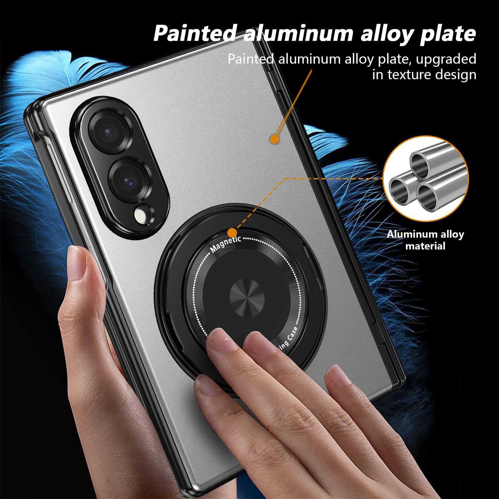 Custodia per Samsung Galaxy Z Fold8, Custodia per Cellulare, Cover per Telefono in Metallo per Samsung Z Fold 8, Supporto Rotativo Magnetico, Coperchio Cerniera