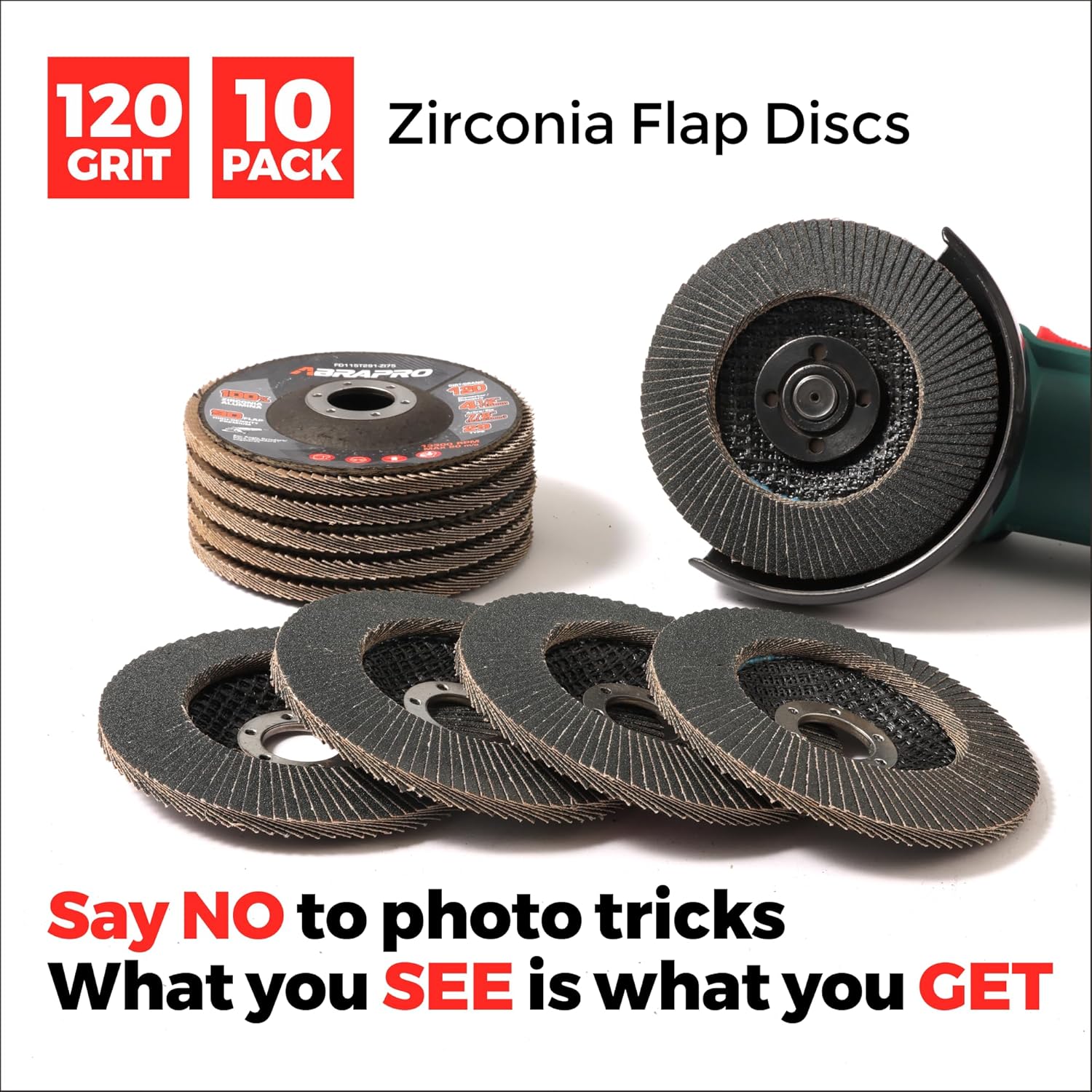 Jumbo Zirconia Flap Discs 4 1/2 for Angle Grinder, 120 Grit 4.5" x 7/8" Premium High Density Type 29 Grinding Wheels for Wood Finishing, Rust Removal, Metal Sanding - 10 Pack