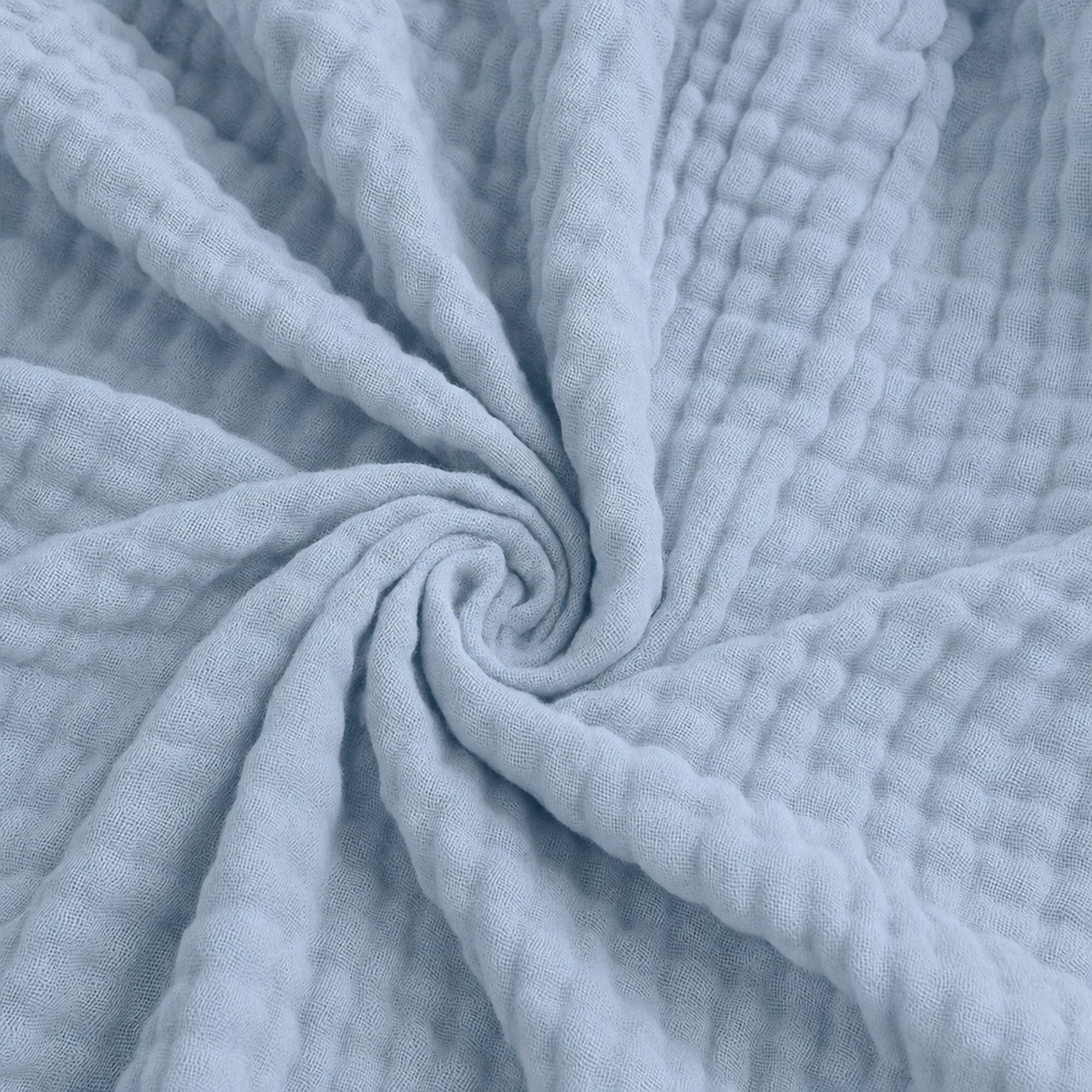 Muslin Cotton Blanket Adults, Summer Cooling Breathable Bedspread Throw (Blue, Queen(150cmx200cm))