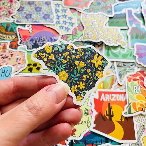 Miniatura 3 de 50 unidades de calcomanías de vinilo del estado de EE. UU., impermeable, reutilizable, sin residuos, para planificador de diario, maleta, portátil,