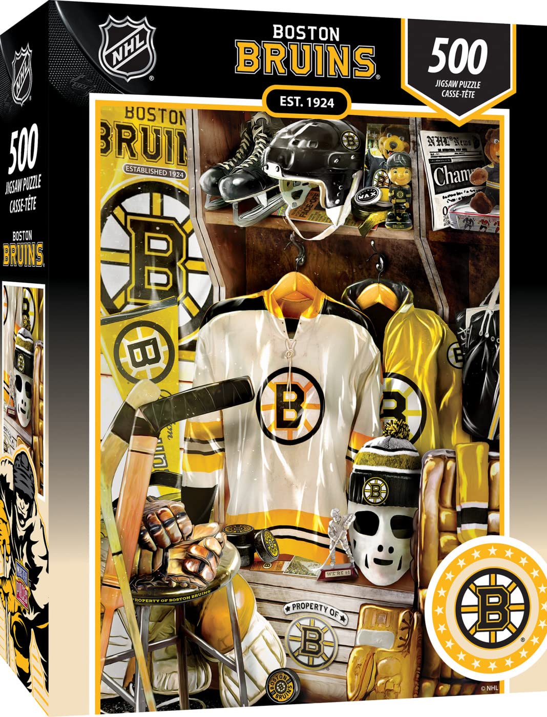 MasterPieces Game Day 500 Piece Jigsaw Puzzle for Adults - NHL Boston Bruins Locker Room - 15