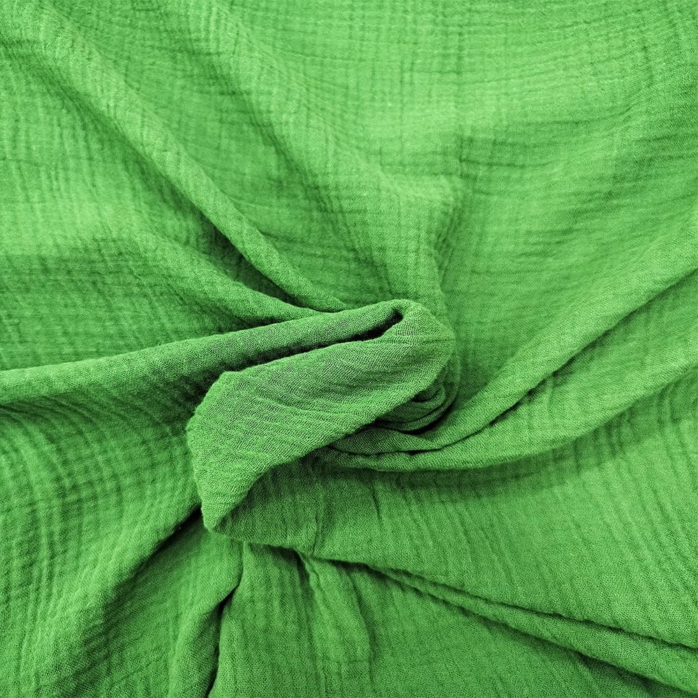 SRP Craft 100% Cotton Double Layer Muslin Crinkled/Double Gauze, Reusable Muslin Fabric Lightweight, Eco-Friendly, Super Soft, Pre-Washed Fabric -Width: 50 inches (Hunter Green, 2 Meter)-image-48