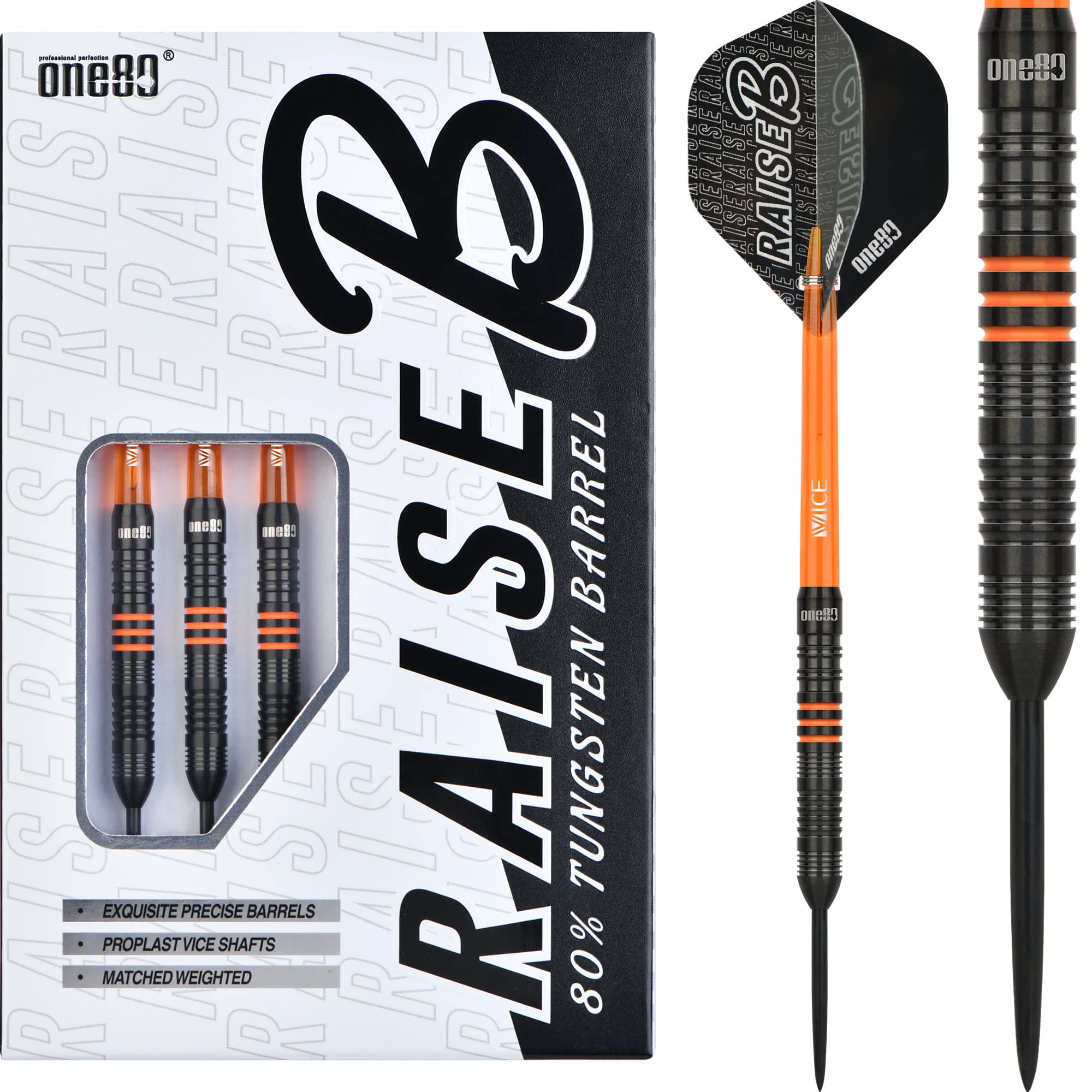 ONE80 Raise | Steel Tip Darts Set | Orange 21g (D7853)