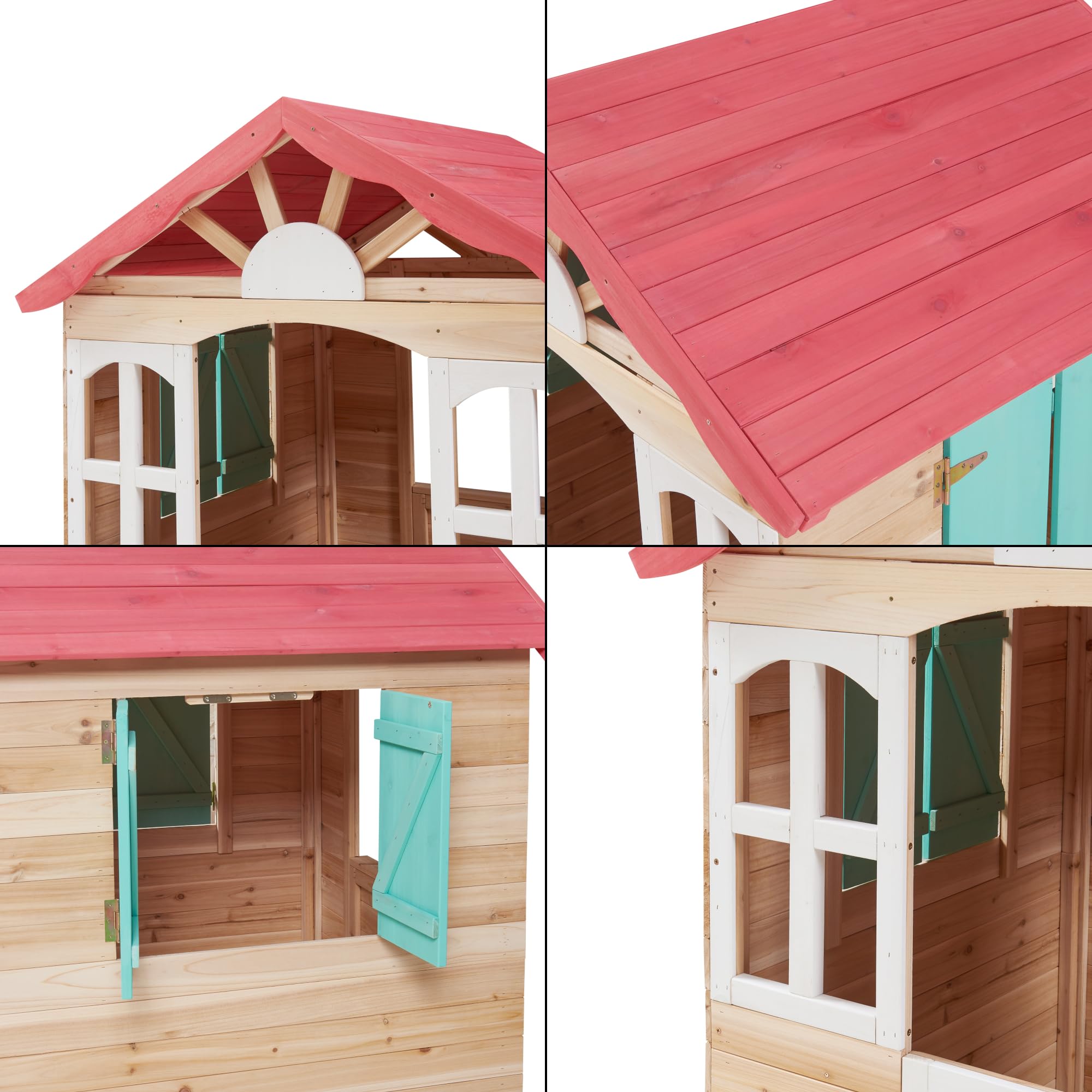 Casa de Juegos Lulä con Contraventanas Casita de Madera para Exterior 131x115x101 cm