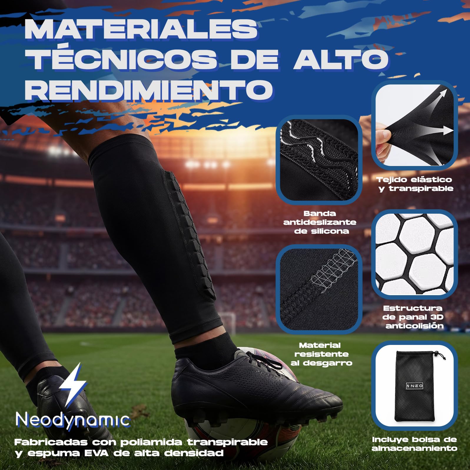 2 Pares Espinilleras Futbol Niño Premium | Protección de Pantorrilla para Adultos y niños | Bolsa De Regalo | Transpirable y Antigolpes | Ideales para Fútbol, Baloncesto, Ciclismo - 5