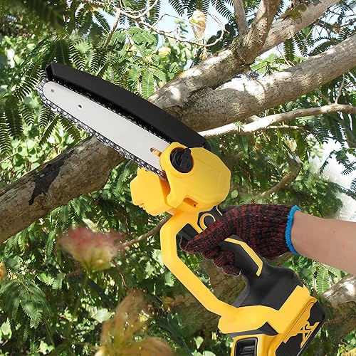 Miniatura 8 de Mini motosierra de 6 pulgadas para batería Dewalt 20V MAX, motosierra inalámbrica con motor sin escobillas y bloqueo de seguridad, motosierra de