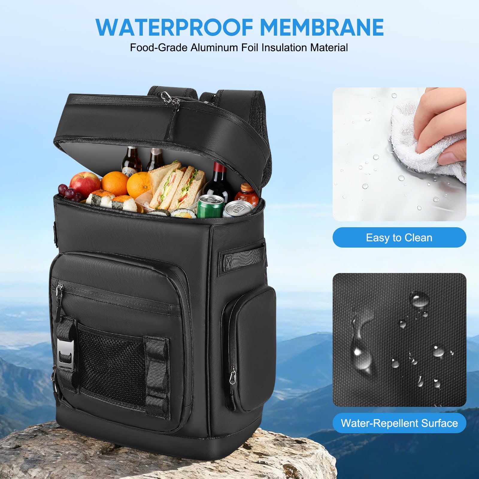 Zaino refrigerante da 30 l, grande borsa termica isolata per uomo e donna, a prova di perdite, impermeabile, zaino isolato per campeggio, spiaggia, attività all'aperto, viaggi, famiglia, picnic