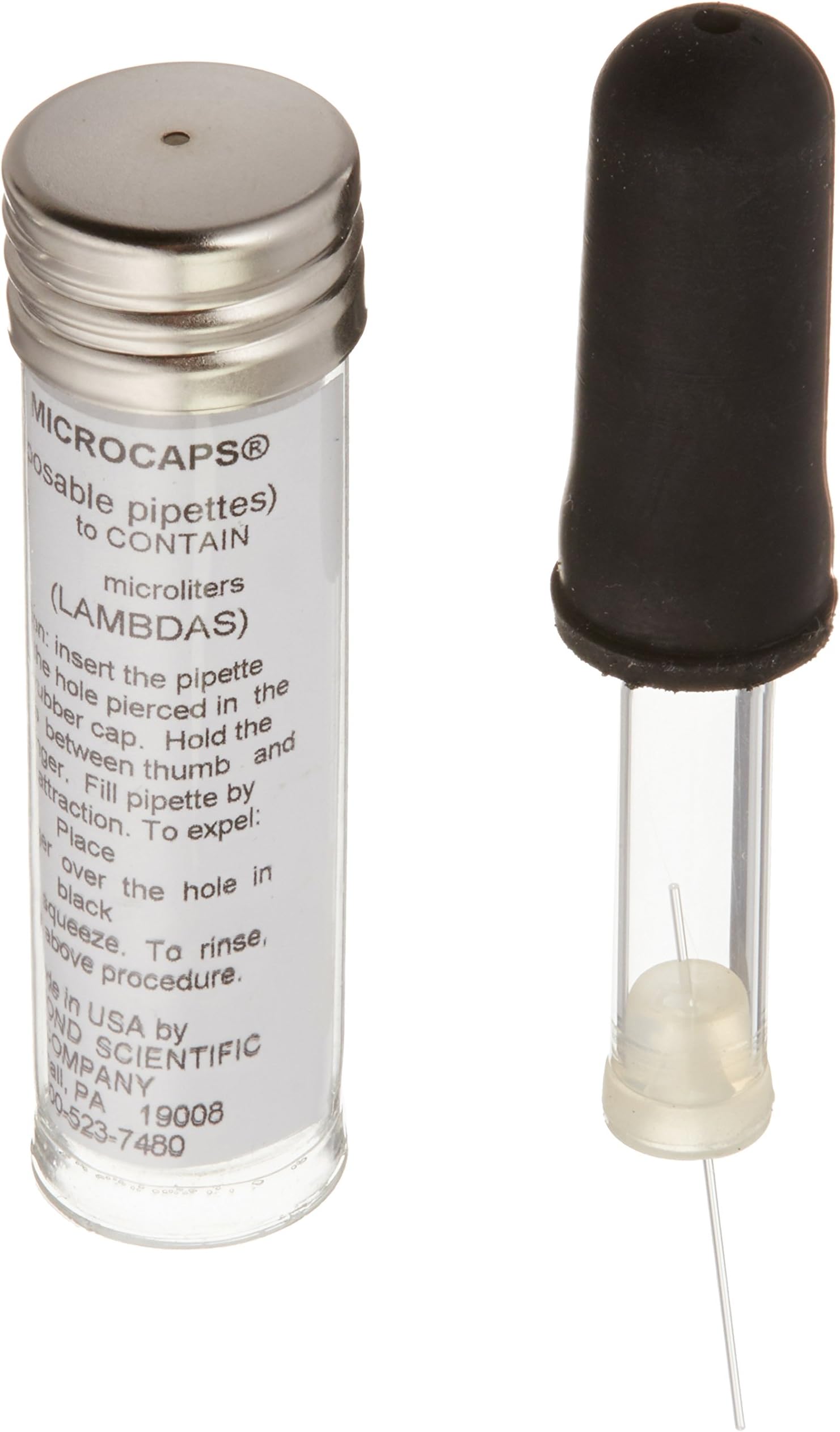 Drummond Scientific 1-000-0002 Original Disposable Microcap Pipet, 0.2 uL Capacity, 0.018" OD x 0.0035" I.D, 1.26" L