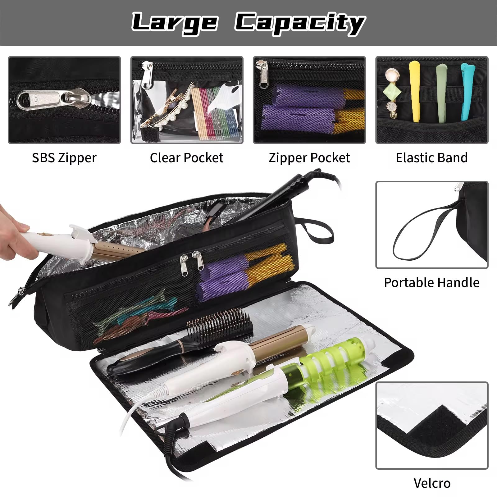 Coslifestore Hot Hair Tools Travel Pouch with Heat Resistant Mat 4