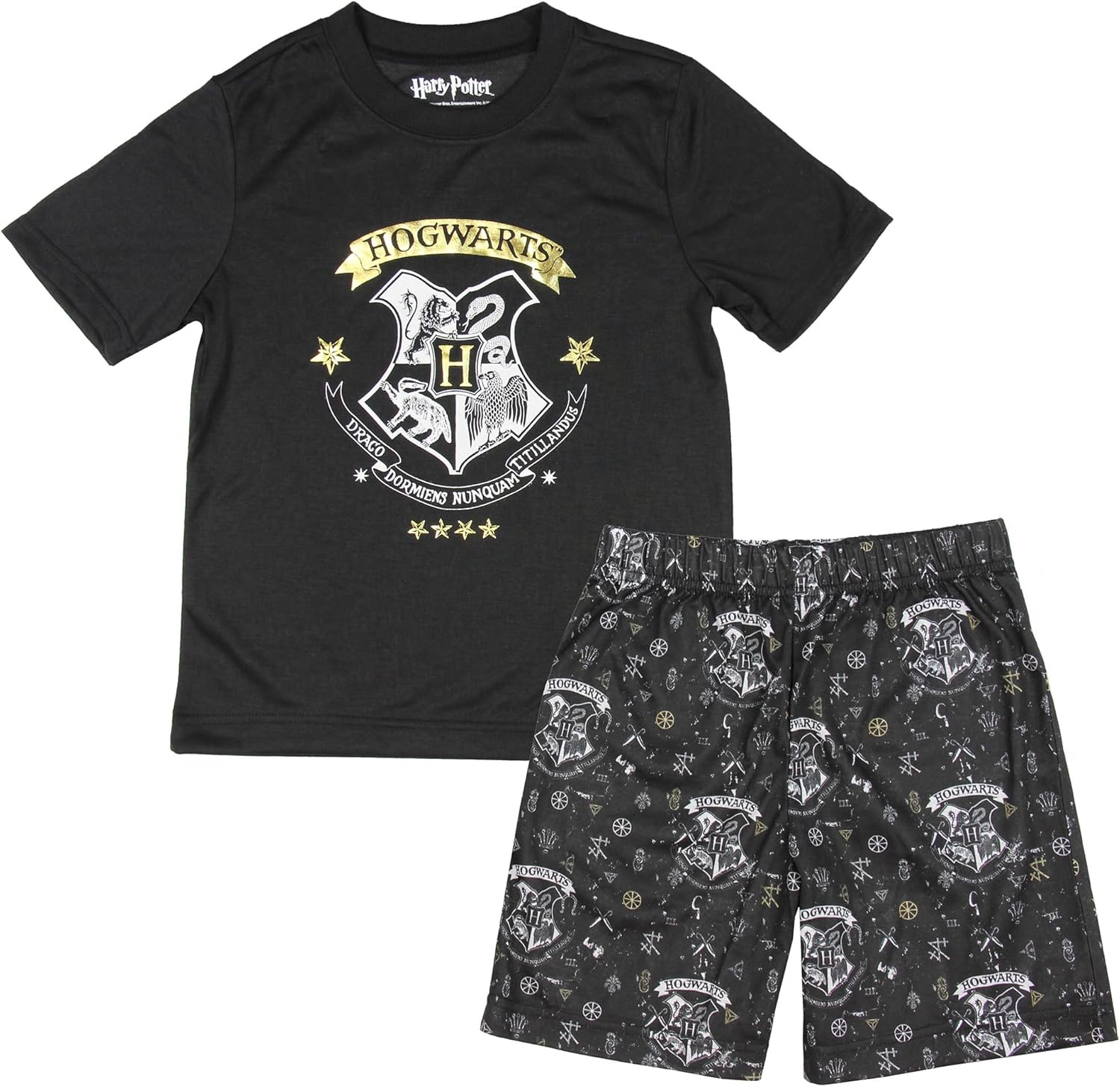 Harry Potter Boys Little Hogwarts Wizard Crest Pajama Short Set - Image 3
