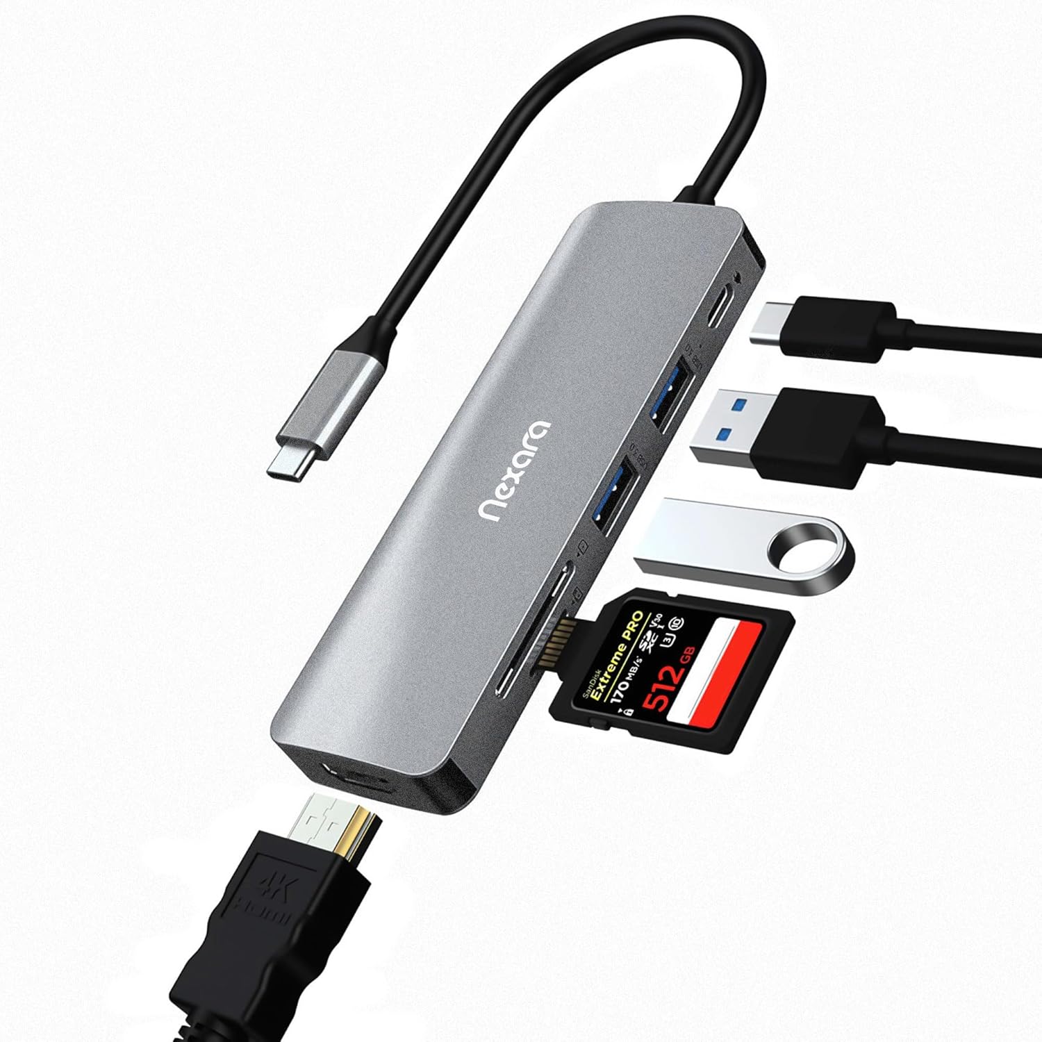 USB C Hub Adapter for MacBook Air, USB C HDMI Dongle for MacBook Pro, 6 in 1 USBC