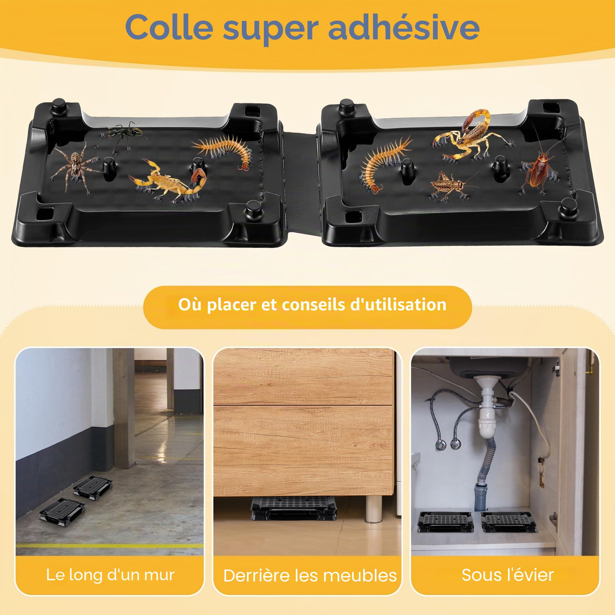 Qualirey Lot de 18 pièges à colle Scorpion, adhésif double face puissant