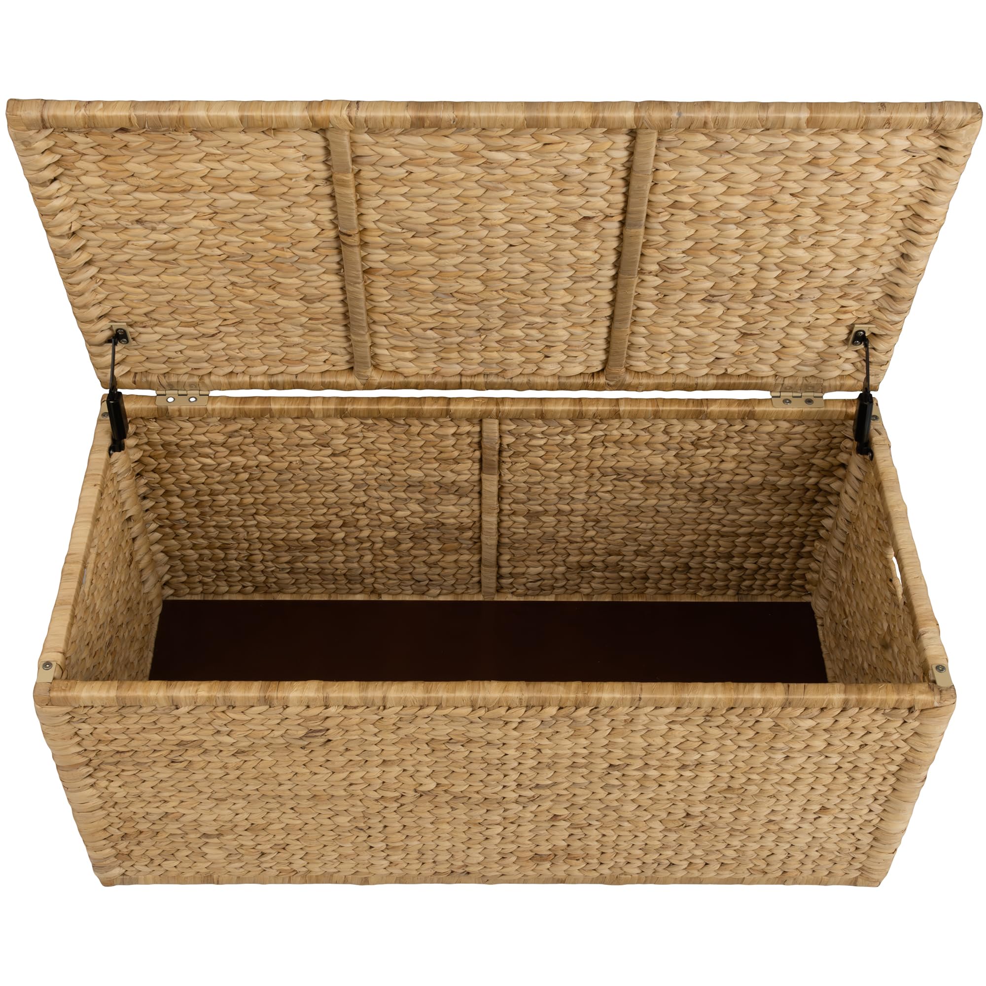 eHemco Baúl de almacenamiento de mimbre de jacinto de agua resistente con marco de metal, 42 x 20 x 18.5 pulgadas, natural