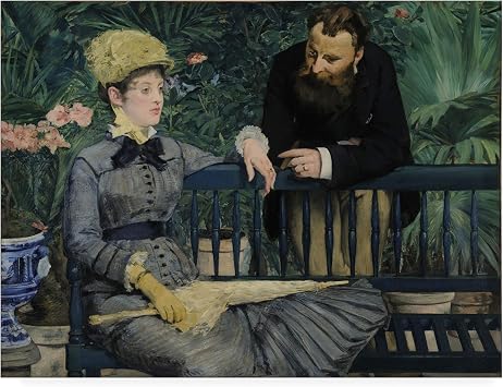 Trademark Fine Art Canvas Wall Art - Manet In the Conservatory Wall Art for Living Room, Bedroom, or Office Decor