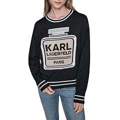 KARL LAGERFELD womens Long Sleeve Crew Neck Perfume Logo Sweater