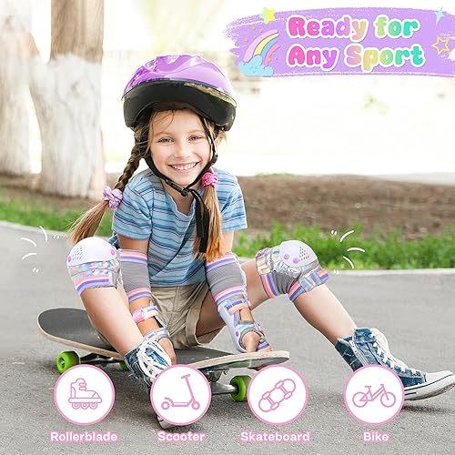 Miniatura 7 de Rodilleras para niños – Juego de rodilleras y coderas para niños pequeños de 3 a 12 años, equipo de protección para niños, patineta, bicicleta, Arco