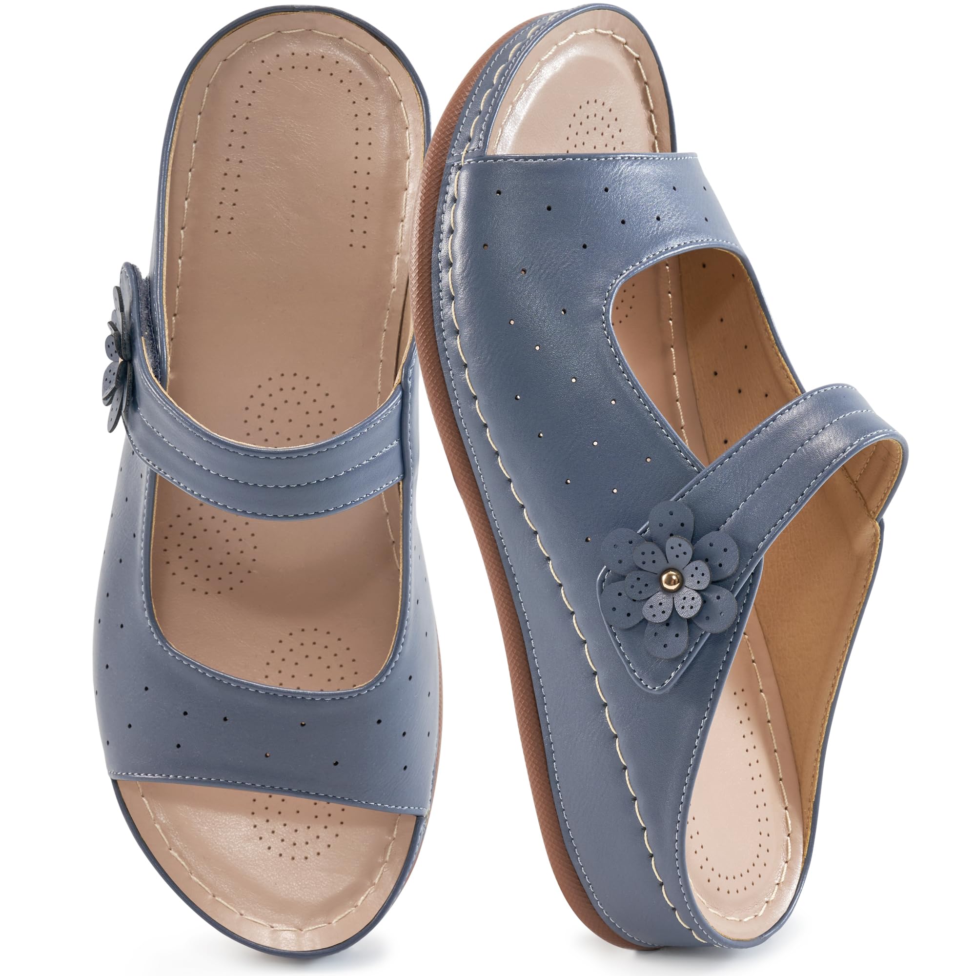 FUDYNMALC Womens Slides Sandals Orthopedic: Comfortable Summer Beach Platform Shoes Ladies Dressy Walking Wedge