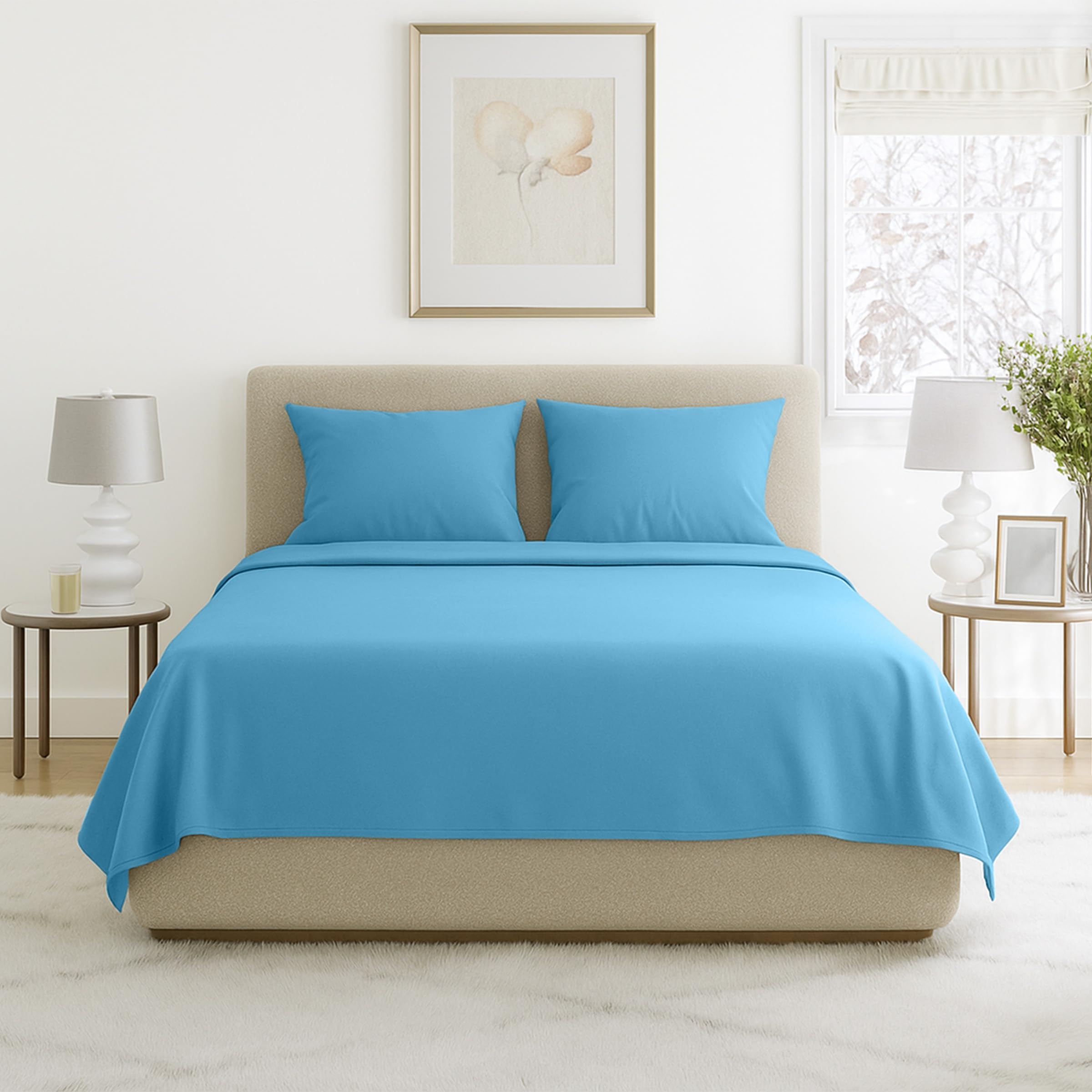 Lavish Home Brushed Microfiber Sheet Set, Queen, Blue