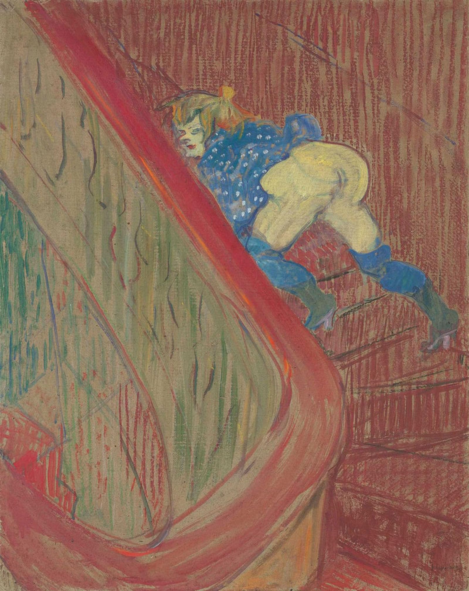 POSTERIIk Vintage Print Pop Art Landscape Artwork in the Staircase of the Rue Des Moulins by Henri De Toulouse Lautrec Art Prints for Office Home Decor 60x90cm