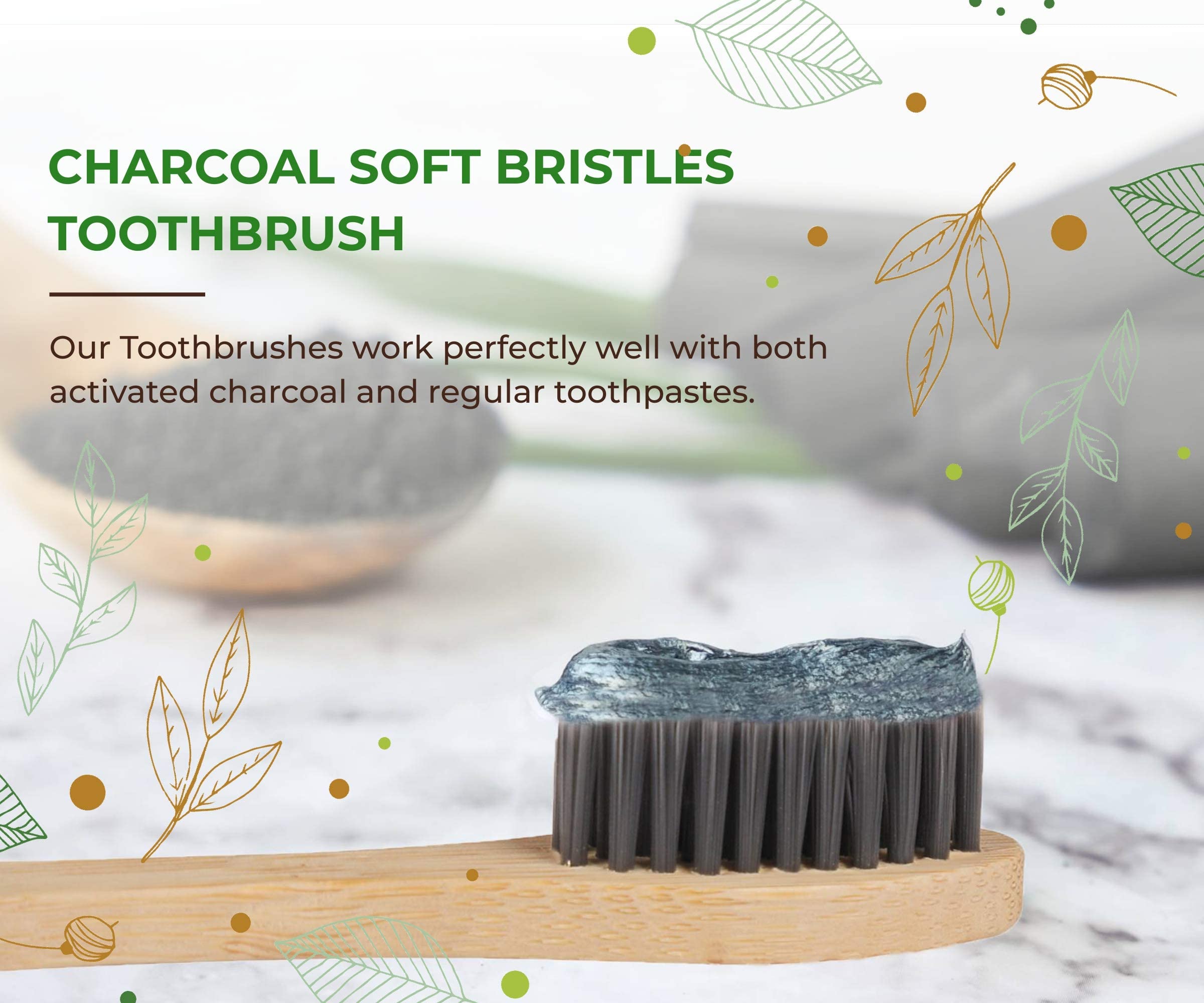 ZECO Bamboo Toothbrush for Braces, Ortho Soft Bristle, Family Pack of 4 3