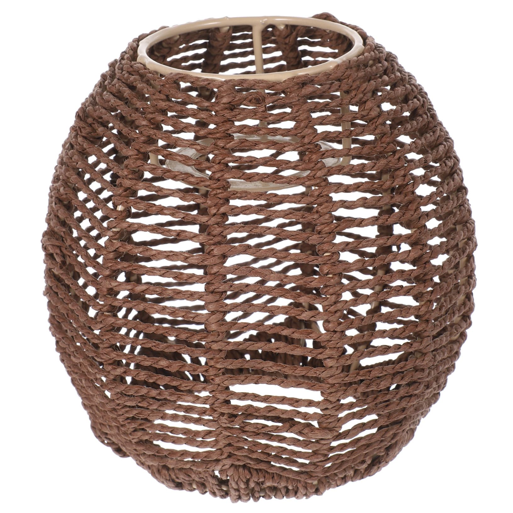 HEMOTON Simulated Rattan Pendant Light Lampshade Dark Brown Wicker Lampshade Soft Light for Living Room