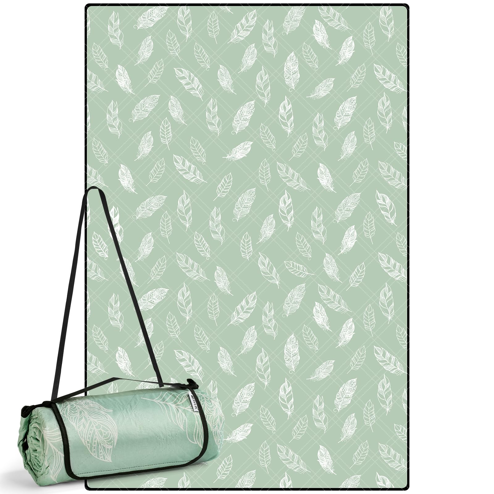 DEWUR Couverture Pique Niques Impermeable Lavable, Natte de Plage Tapis de Plage Tapis Picnic XXL (300 x 200 cm, Vert)