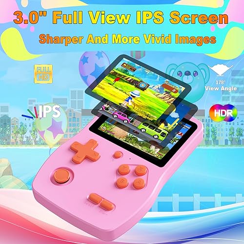 Miniatura 3 de Juego de mano de 32 bits para niños precargado 139 videojuegos retro, pantalla IPS de 3.0 pulgadas y batería recargable, sistema de juego portátil,