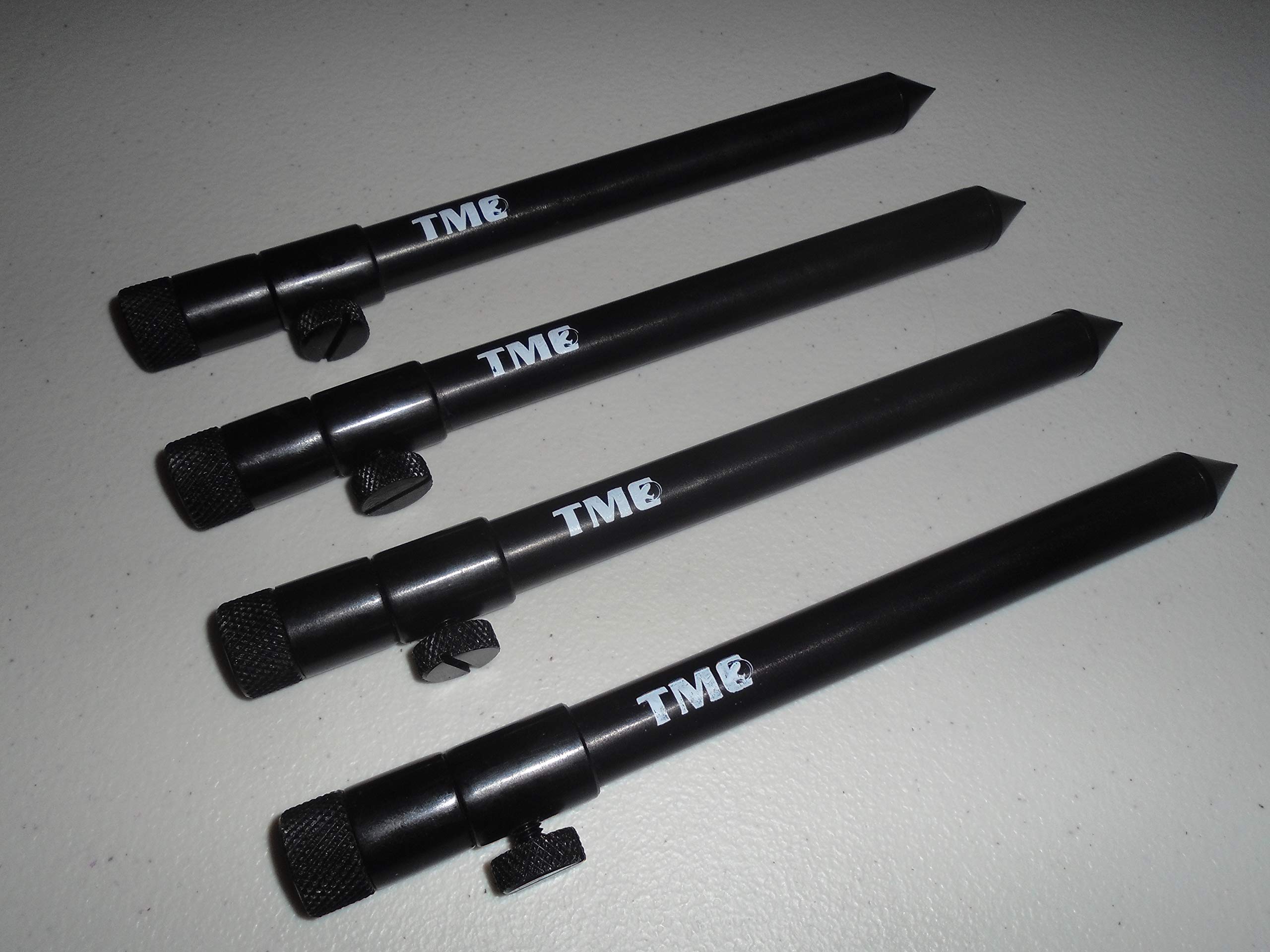 Tmc Black 4 X Aluminium Bank Sticks 20-35 Cm's. Rod Rests, Buzz Bar, Alarms. Fishing. 16Mm Diameter