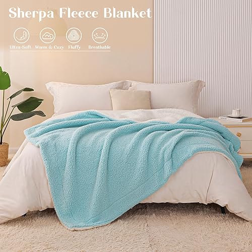 Miniatura 4 de Exclusivo Mezcla Manta reversible de forro polar Sherpa para sofá, manta de felpa suave para cama y sofá, mantas gruesas y cálidas para todas las