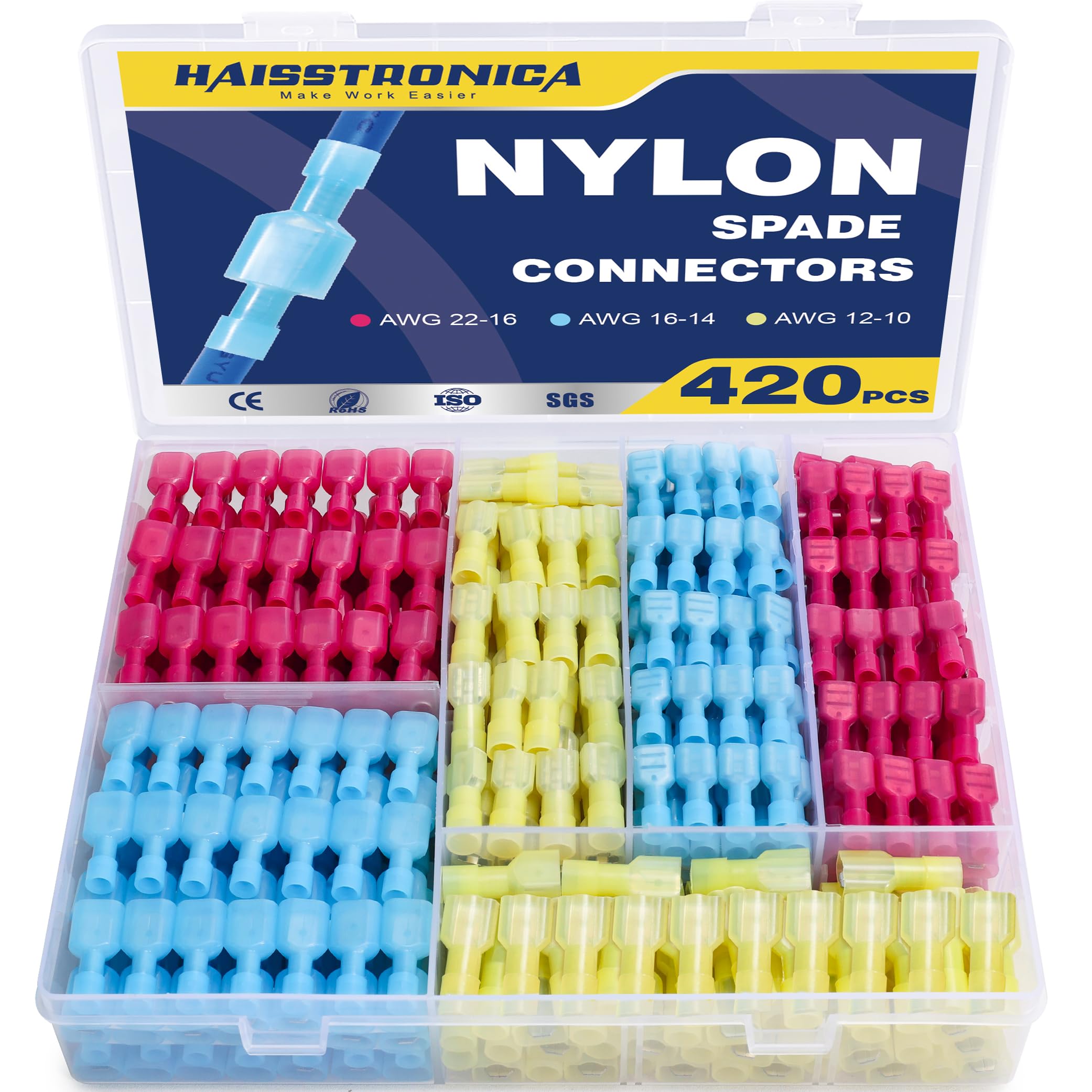420 Nylon Spade Connectors - Reliable Electrical Wiring -1