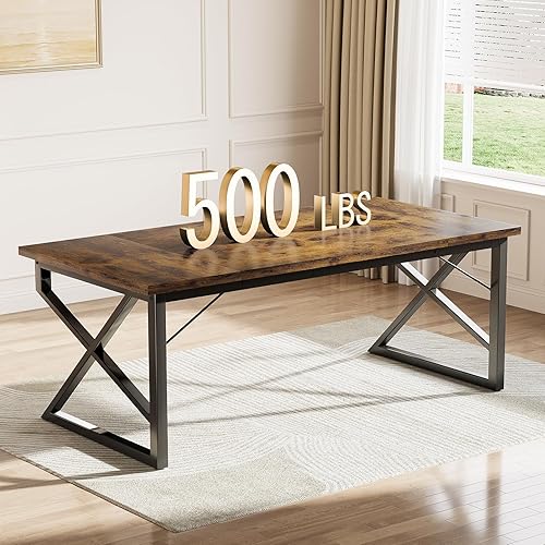 Escritorio ejecutivo de 70.9 pulgadas, escritorio industrial resistente para oficina en casa con fácil montaje, moderno escritorio grande para