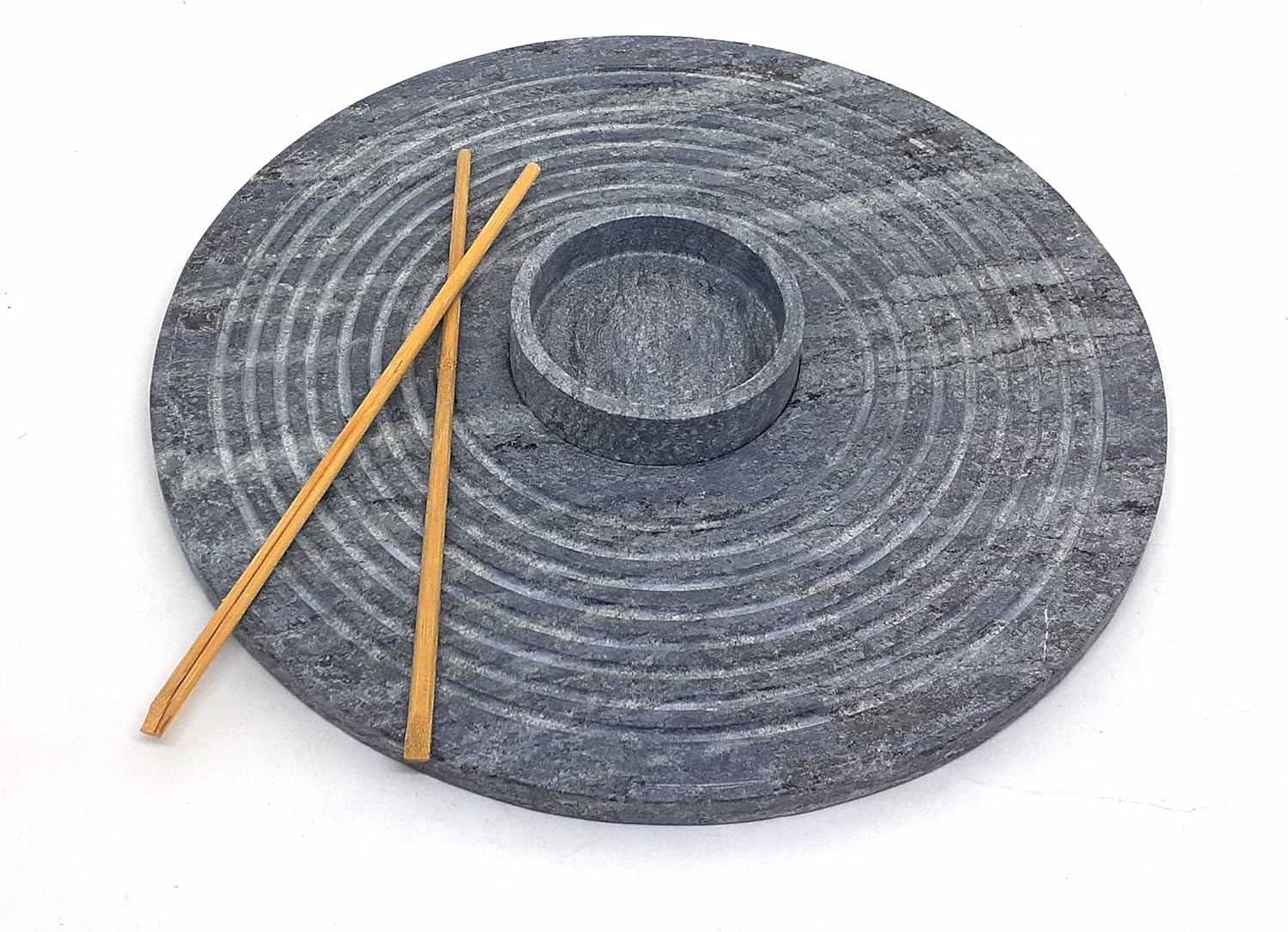  | Cookstone soapstone set for Japanese food - 1 tokkuri for saké with four cups - 2 sushi plates with soy sauce bowl ! Handcrafted from pure soapstone | Unique, durable and eco-friendly: Sushi Plates