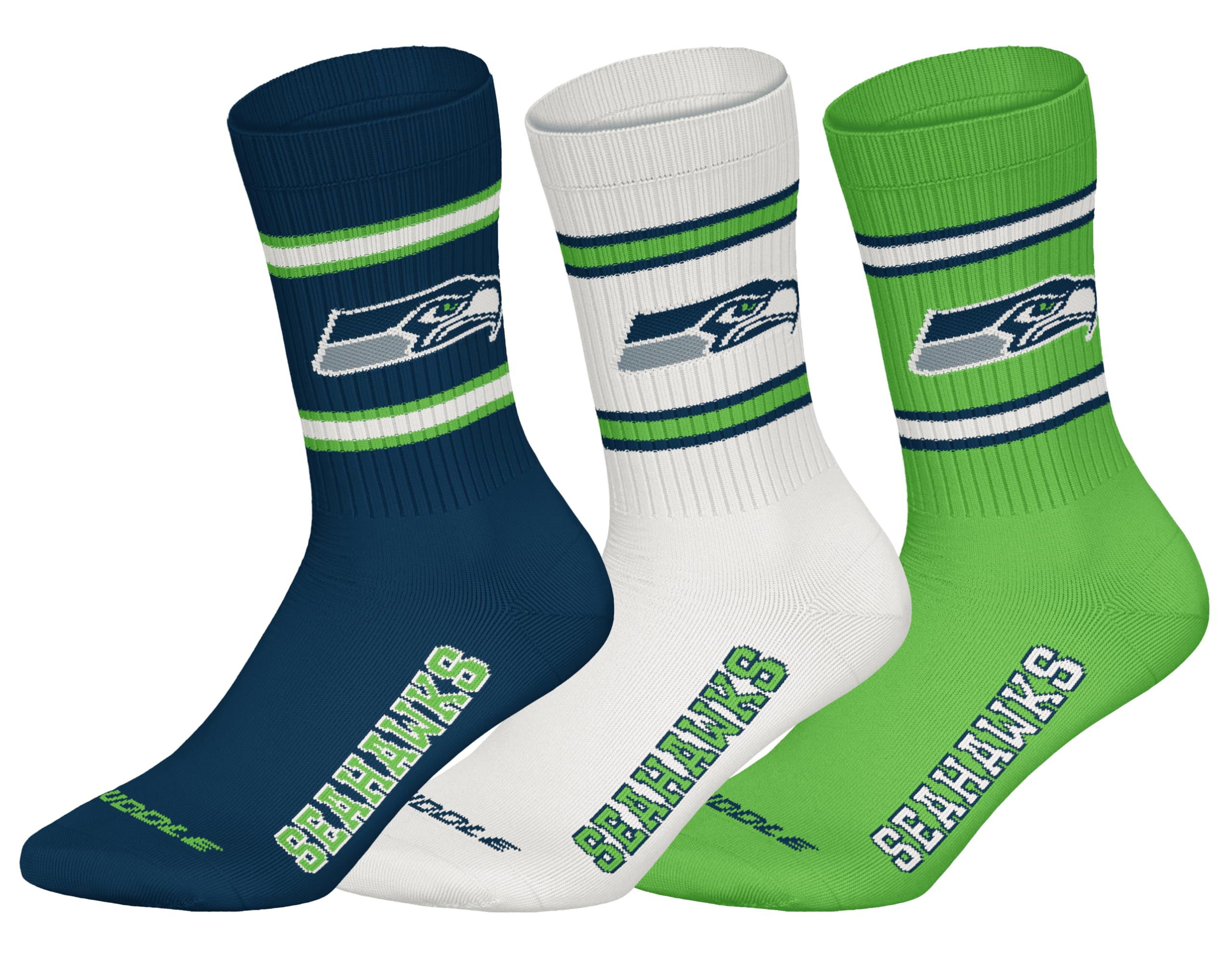 NFL Seattle Seahawks 3-teilige Rundhalssocken NNY/WHT/GRN 43/46