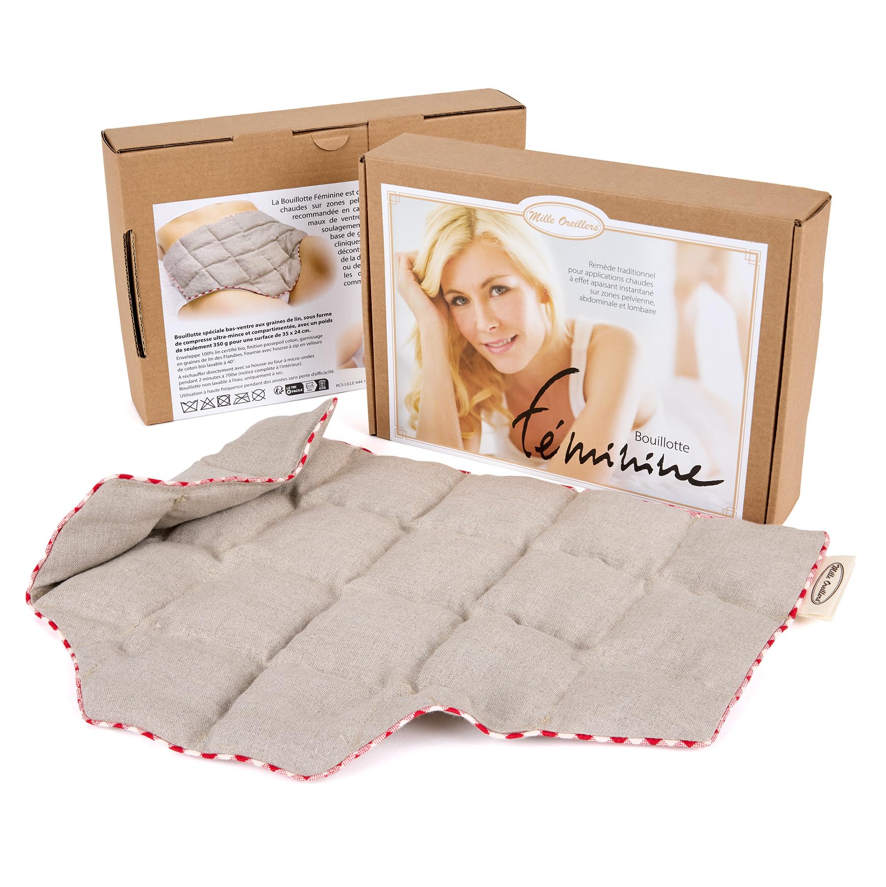 Bolsa de agua caliente femenina - Alivia naturalmente reglas dolorosas, dolor de vientre, dismenorrea - Semillas de lino - Mille Almohadas