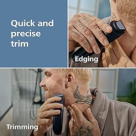 Norelco Philips 100% Waterproof Beard Trimmer 3000 Series with Self-Sharpening Blades, 40 Adjustable Beard Trimmer Length Settings & Two Lift&Trim Combs, USB Charging, BT3620/40