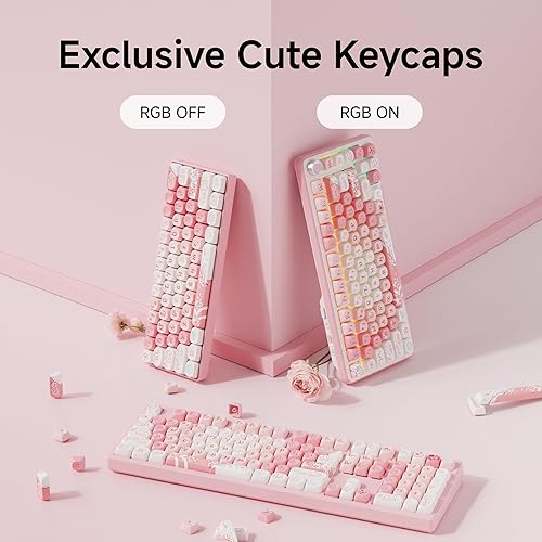 Miniatura 4 de EWEADN MOA - Linda tecla de gato, 121 teclas personalizadas PBT de doble disparo para teclado mecánico, compatibilidad universal, teclas rosas para