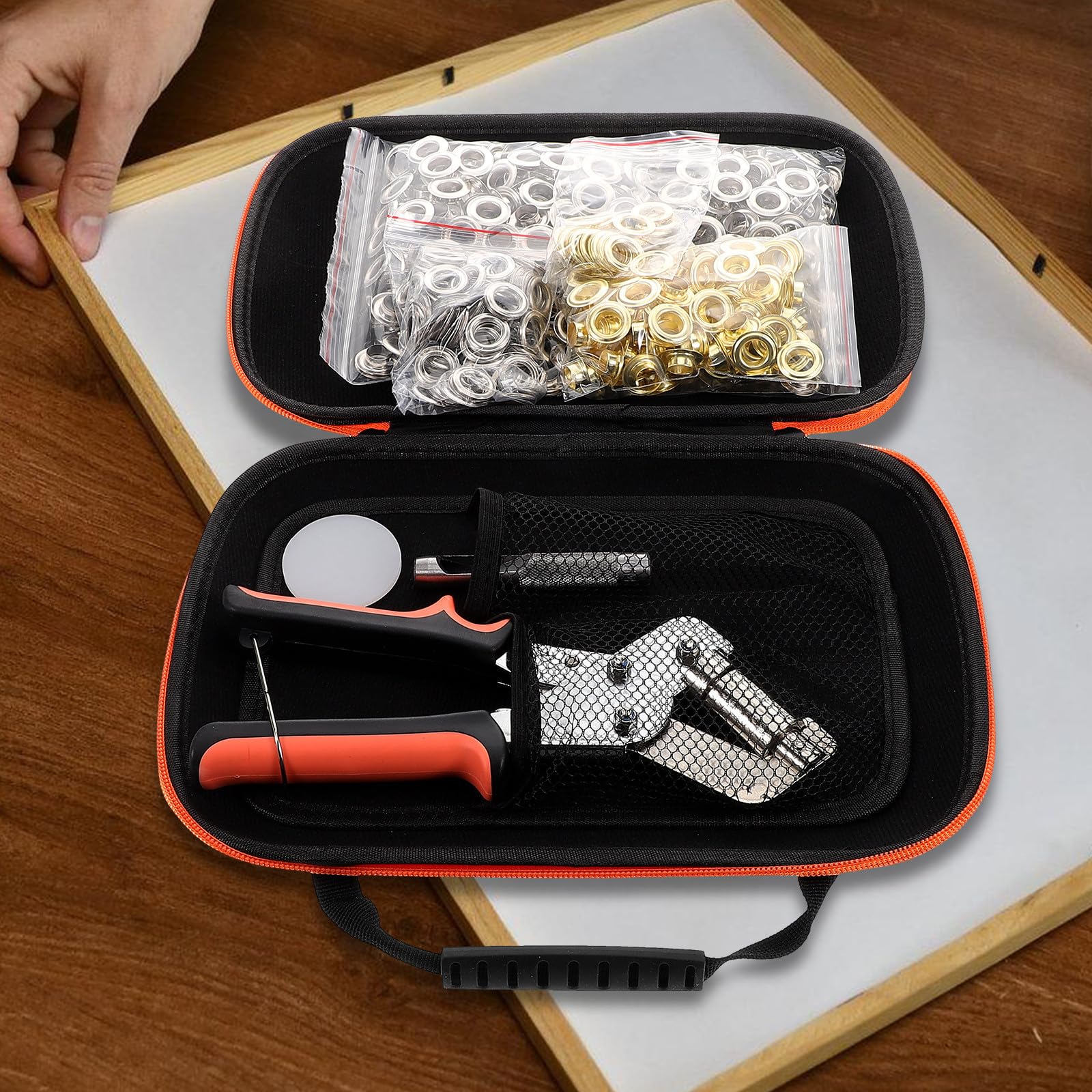 Kit de Herramienta de Colocación de Ojales de Hierro Accesorios Necesarios y Arandelas, Fácil de Usar para Posters y Exposiciones Versátiles