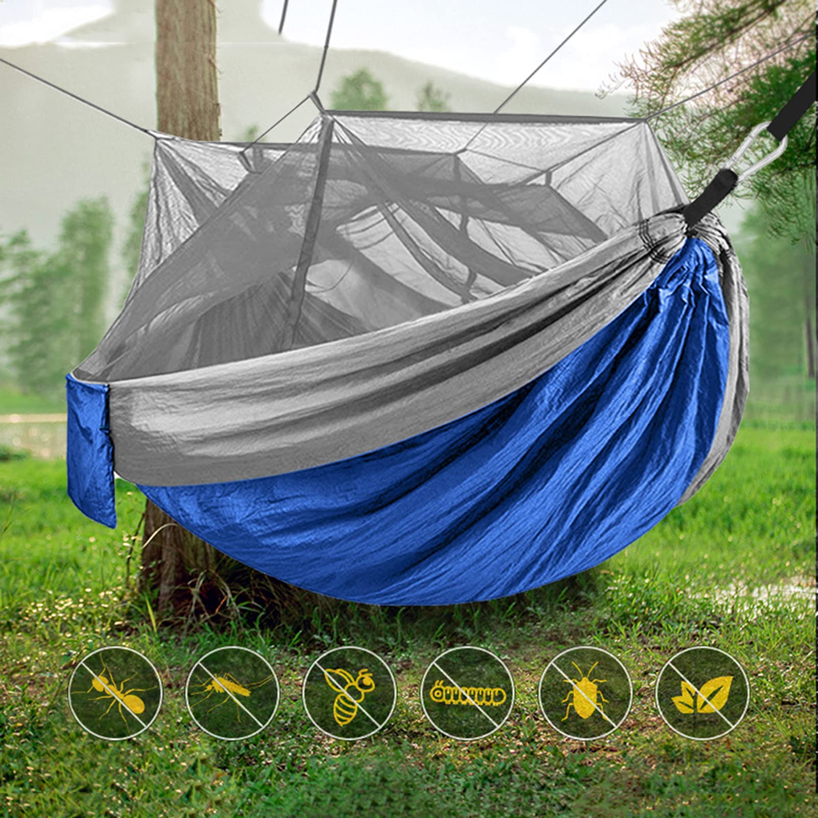 Hamacs De Parachute, Moustiquaire Hamac 2 Places Hamac De Voyage, Hamac Suspendu pour Intérieur, Balcon, Jardin, Voyage, Camping, Plage